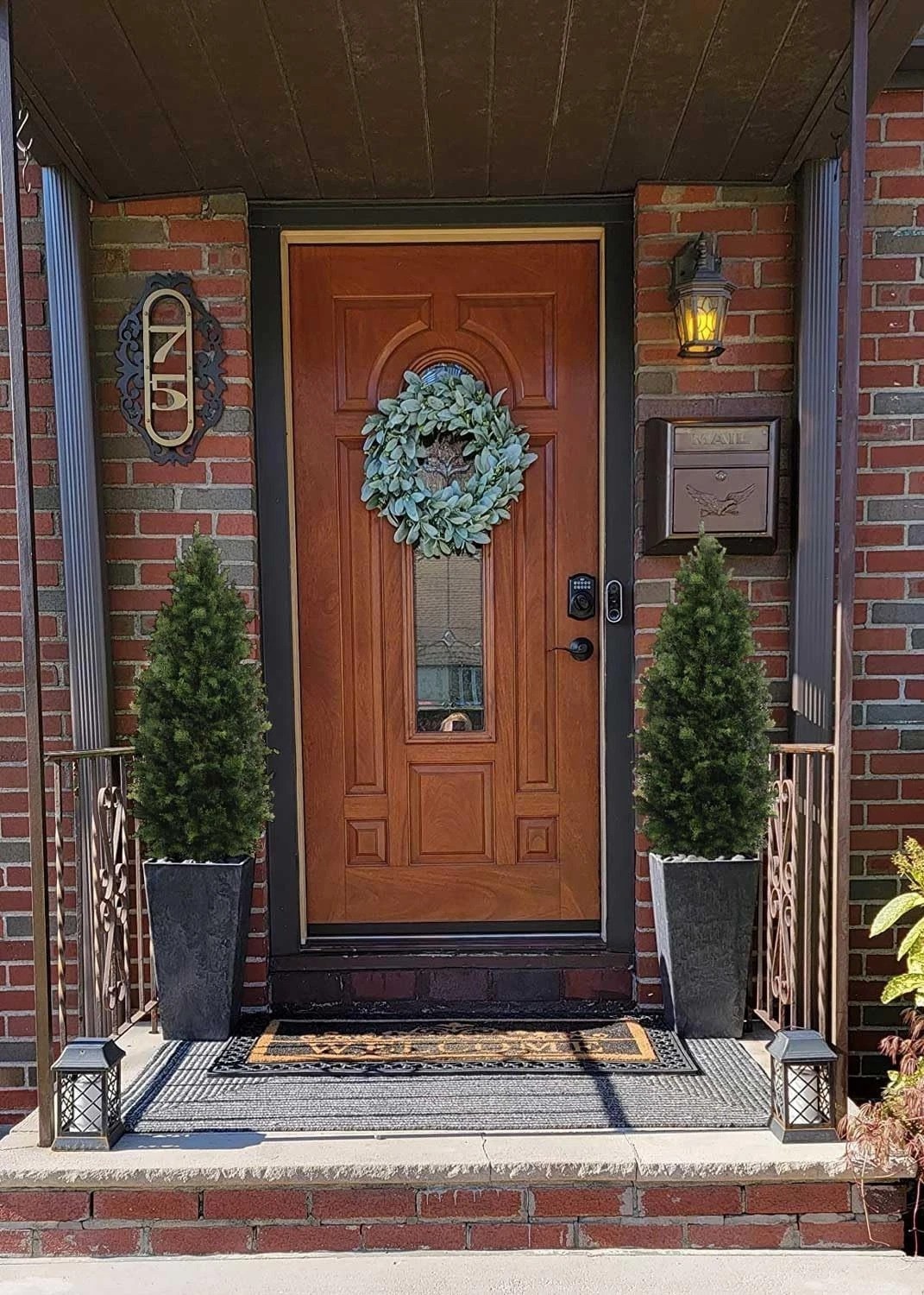 5ft Tall Fake Pine Cypress Trees for Front Door – Set of 2