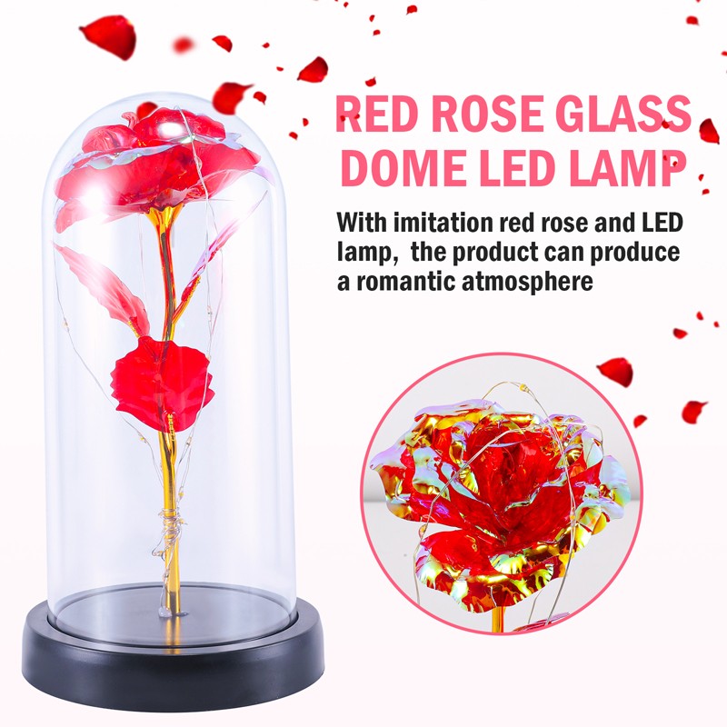 Rose LED Light Glass Gifts for Wife Women Her Girlfriend Valentine Birthday Gift