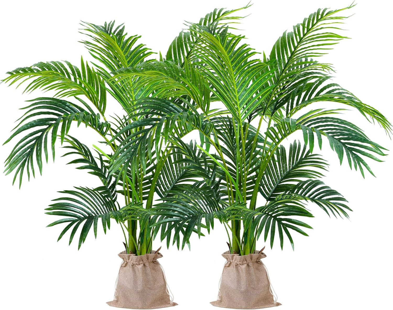 4Ft Artificial Areca Palm Plant – 2 Pack with Pots & Accessories for Home Decor