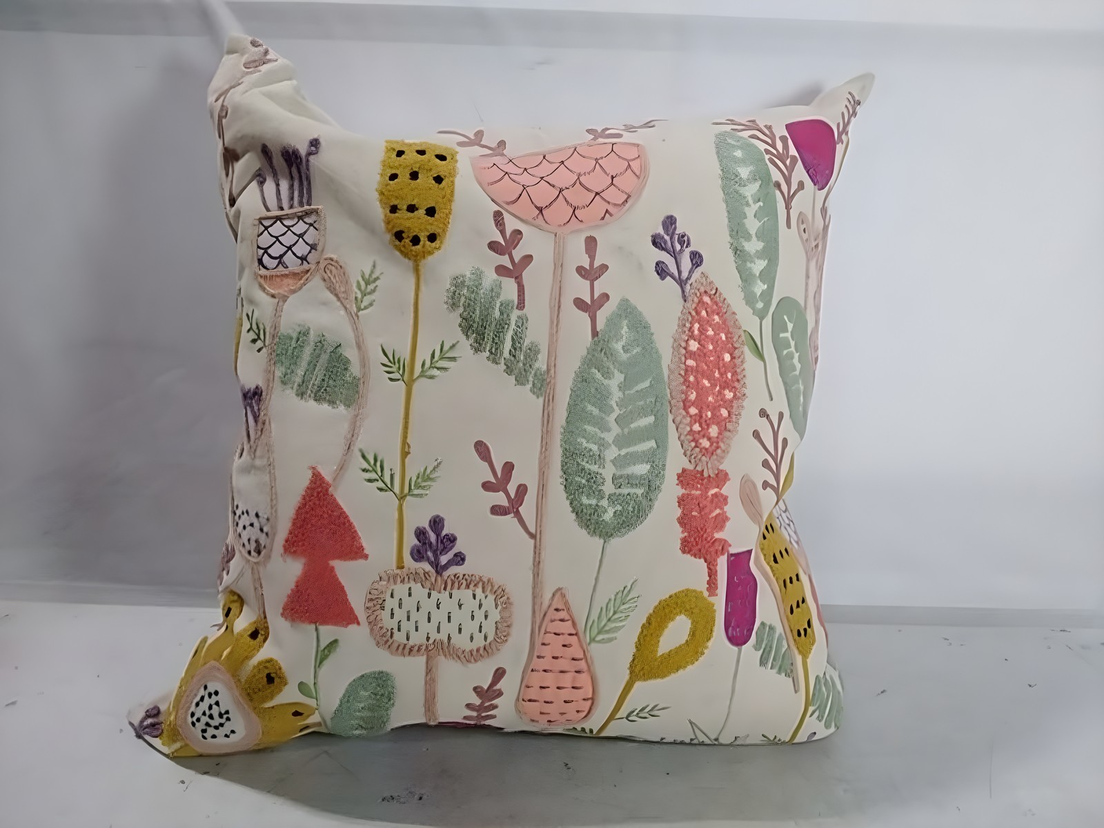 Yaya & Co Embroidered Floral Decorative Throw Pillow