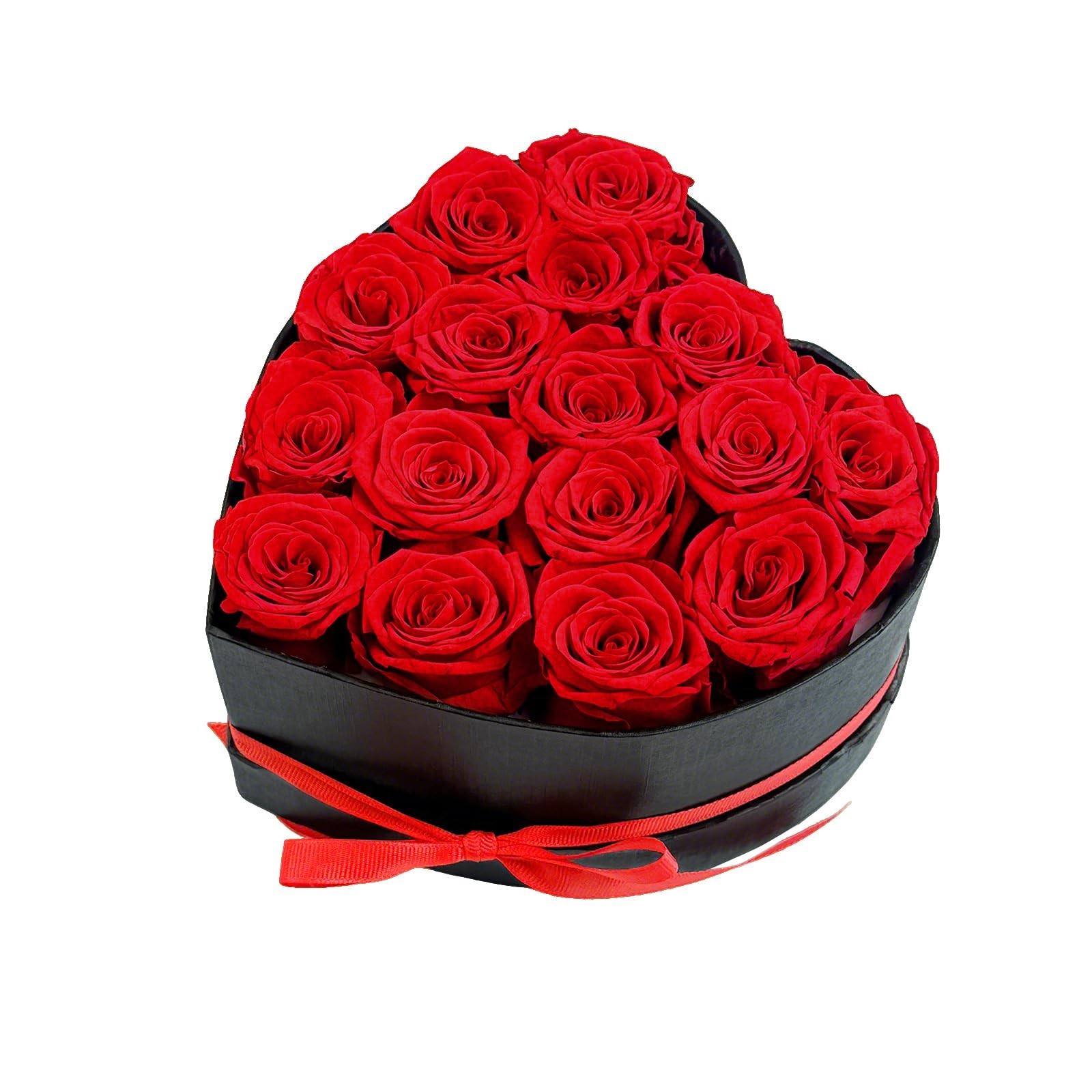 Heart-Shaped Box of 16 Red Preserved Roses | Romantic Gift, Ready to Gift, Elega