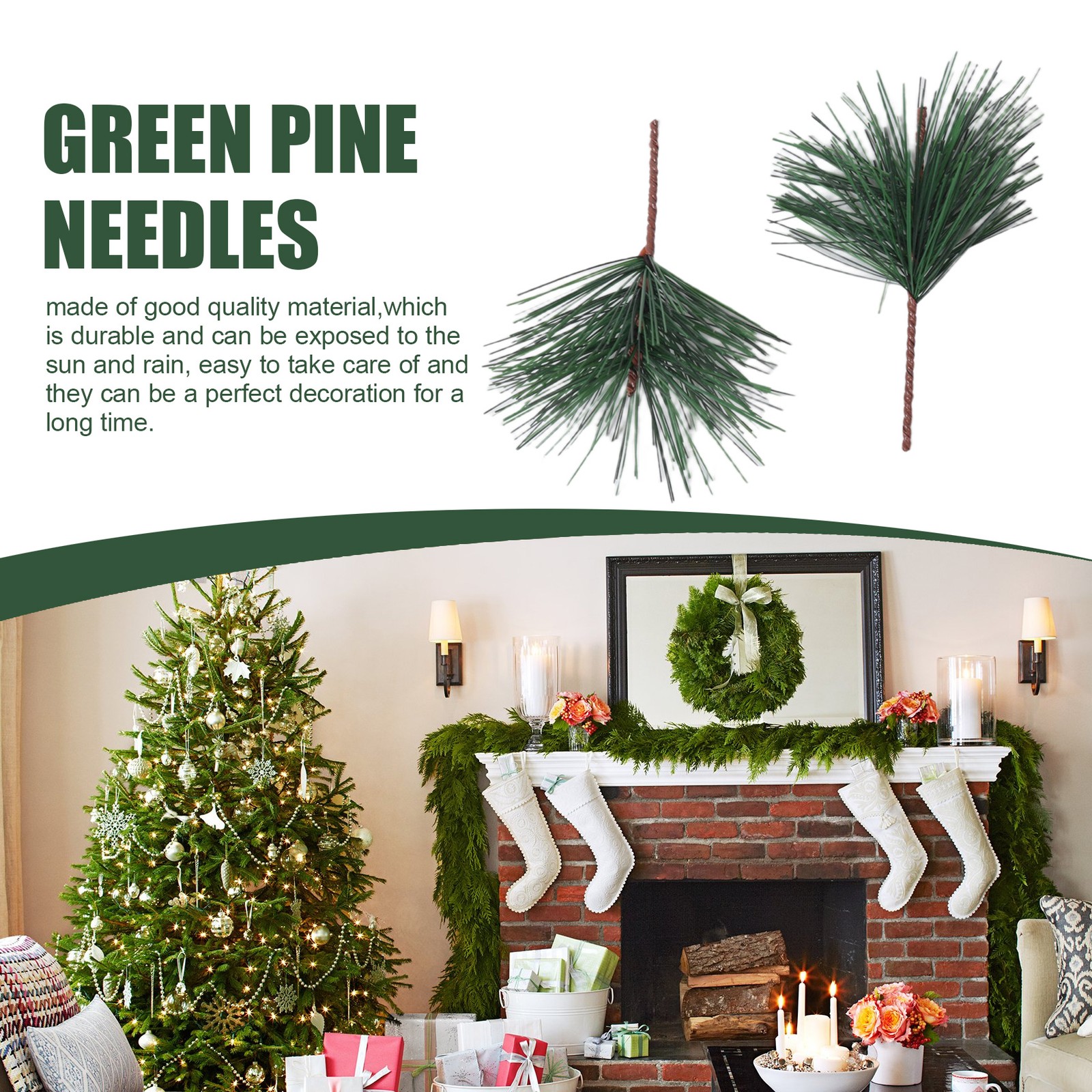60 PC Artificial Green Pine Needles Branches-Small Pine Twigs Stems5149