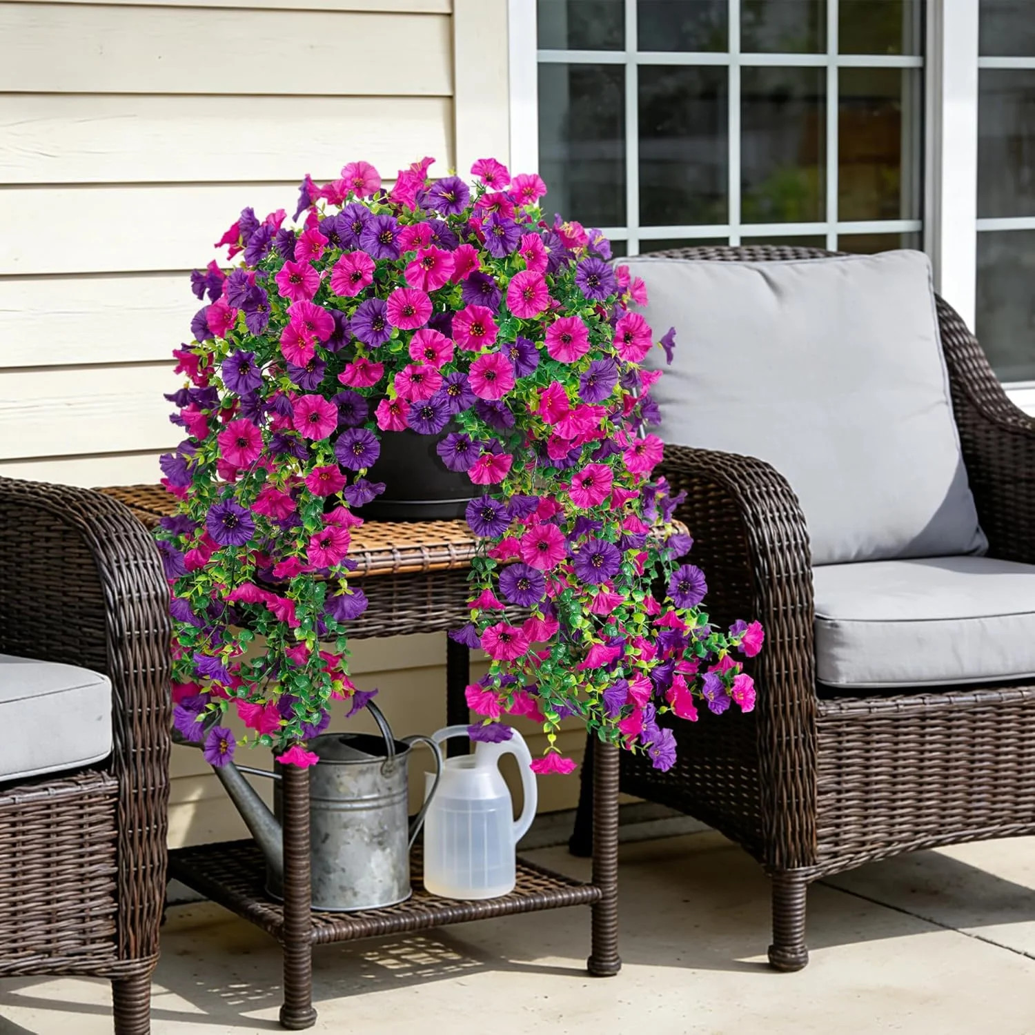 Fake Artificial Hanging Morning Glory Flowers for Outdoor Planters Porch Pation