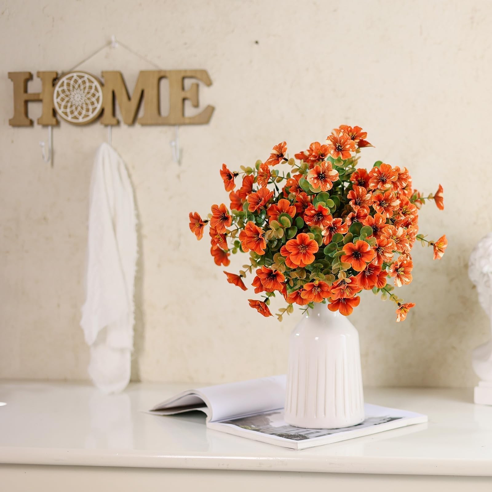 Artificial Flowers for Outdoor Fall Decoration-Faux Flower Petunia with Eucal…