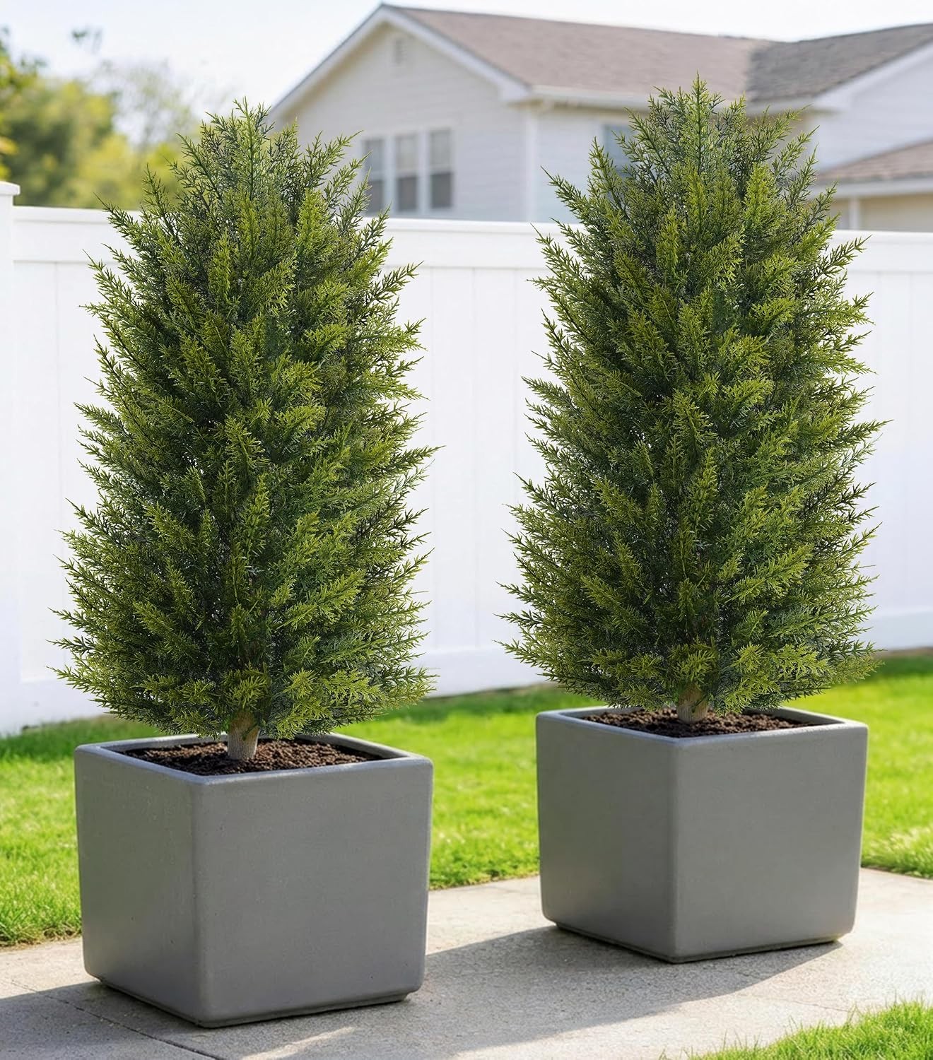 3ft UV-Resistant Artificial Cedar Topiary Tree Faux Cypress Outdoor Fake Pine