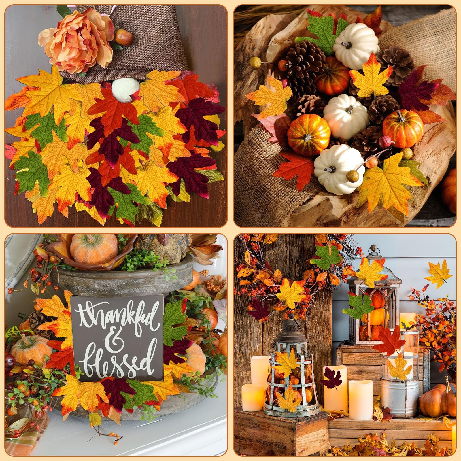 60 PCS Fall Artificial Maple Leave House Decor Craft Thanksgiving Autumn