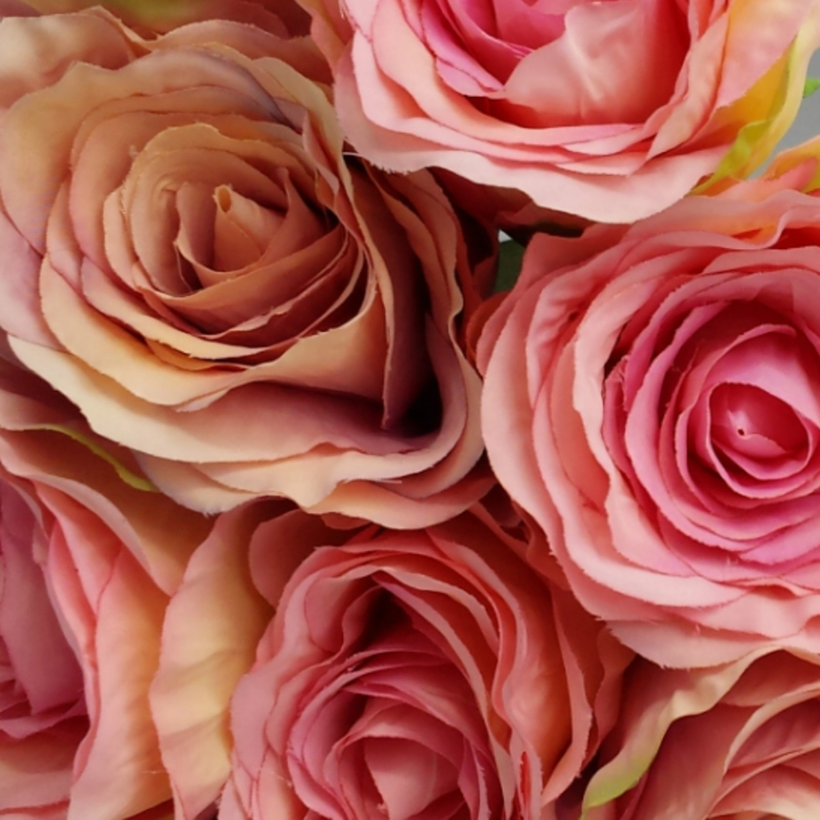 Bunch / Posy of 9 Vintage Style Rose Artificial Flowers. Wedding Bride Long Stem