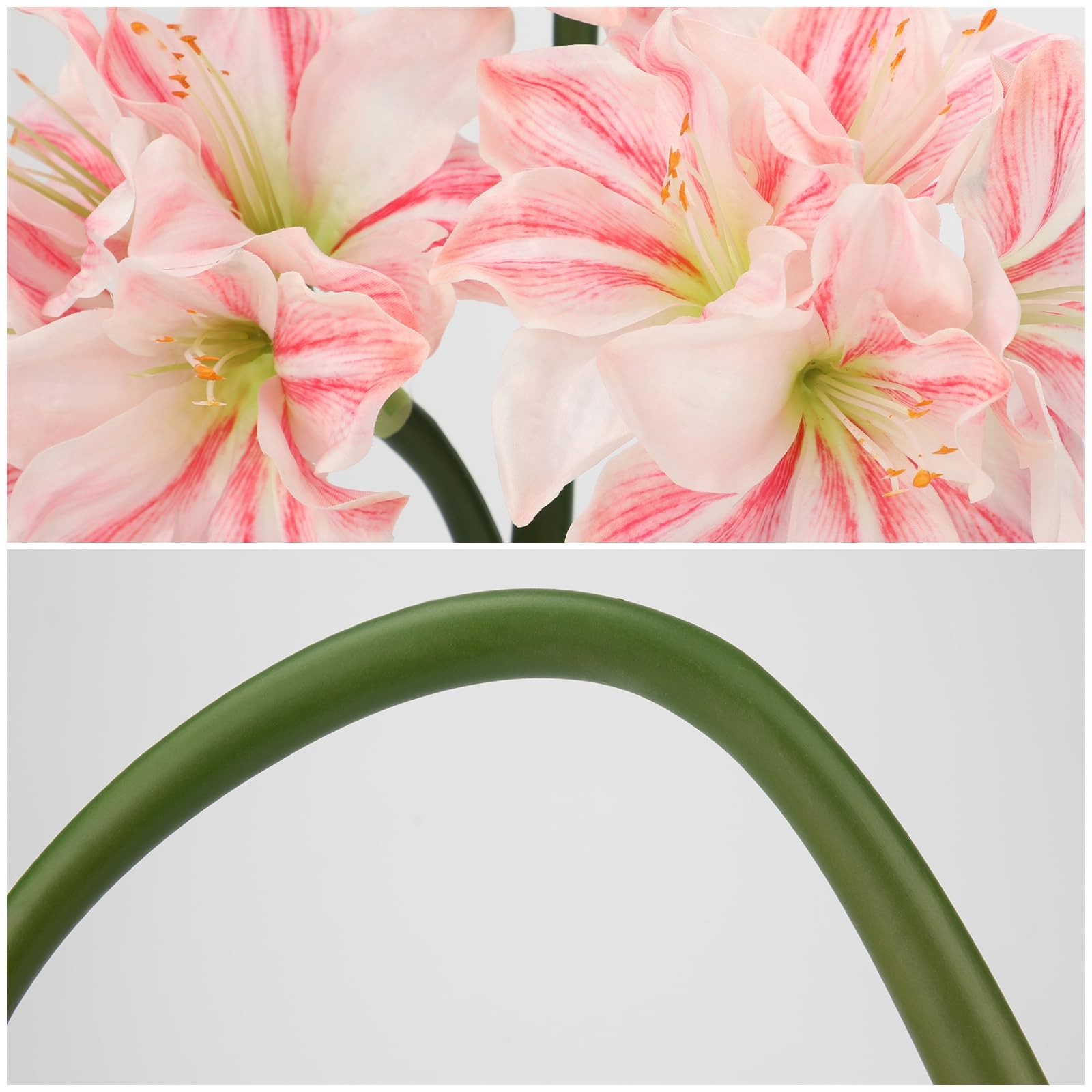 3PCS Amaryllis Artificial Flowers 17.3 Inch Faux Amaryllis Flowers Stems with…