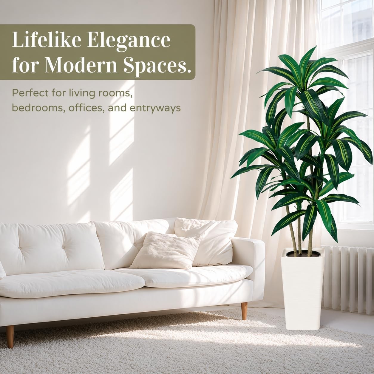 5FT Artificial Dracaena Plant Indoor – Tall Artificial Indoor Tree in Pot,