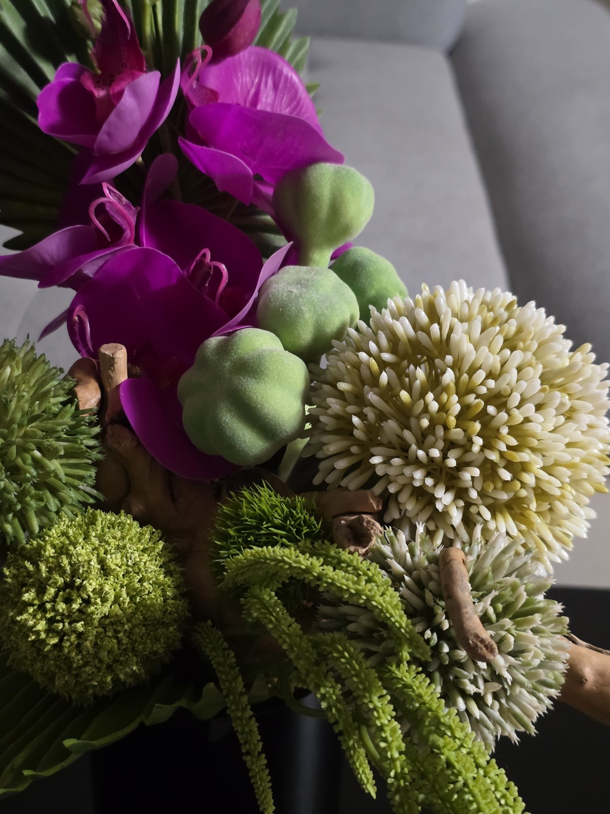 Set of Two Ikebana Arrangements Artificial Orchid Floral Decor