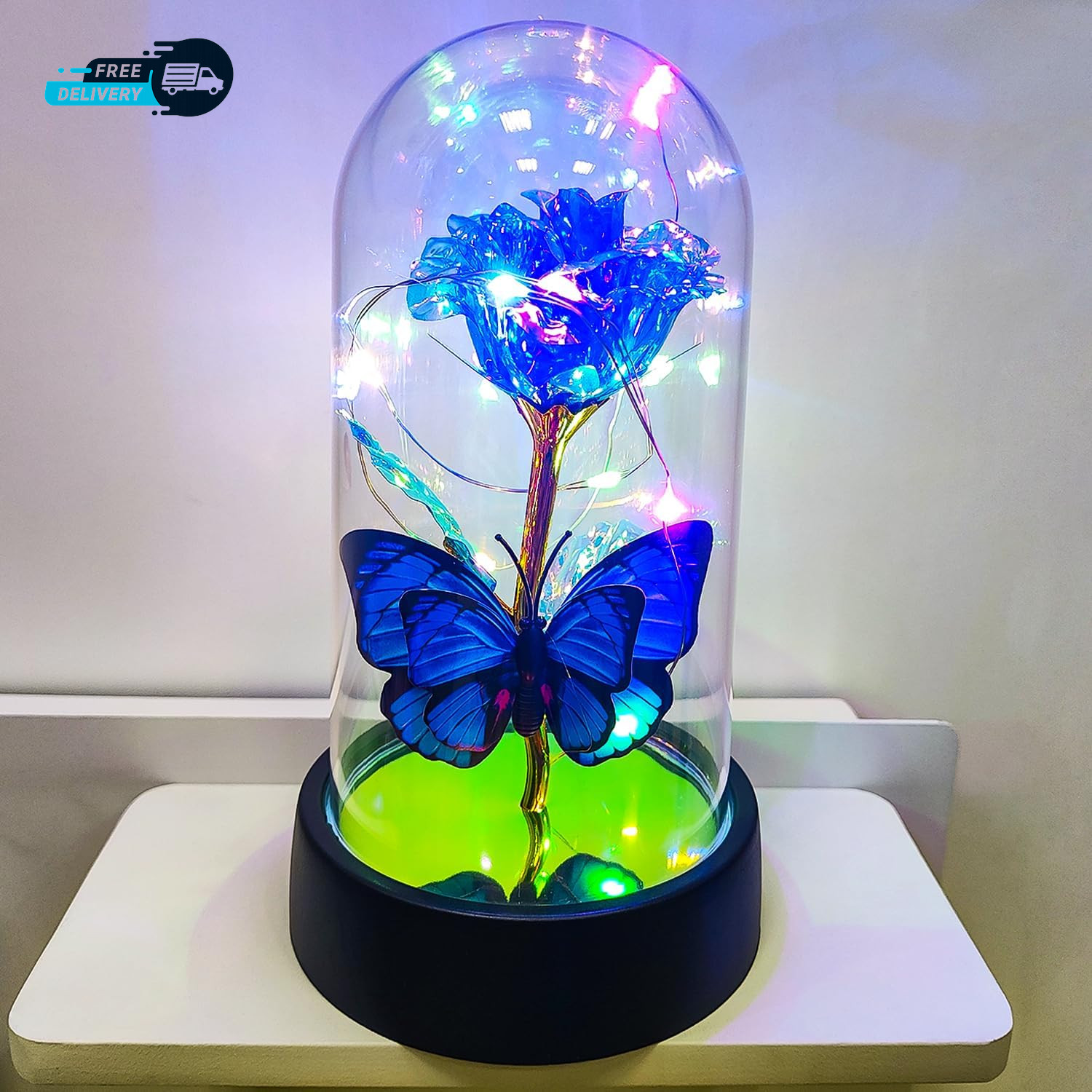 Mothers Day Rose Gifts for Mom Glass Rose in Glass Dome Light up Flower