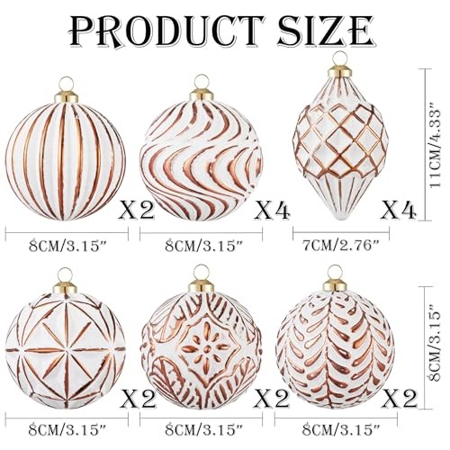 16Pcs Vintage Rustic Christmas Ball Ornaments – Large Shatterproof Bronze