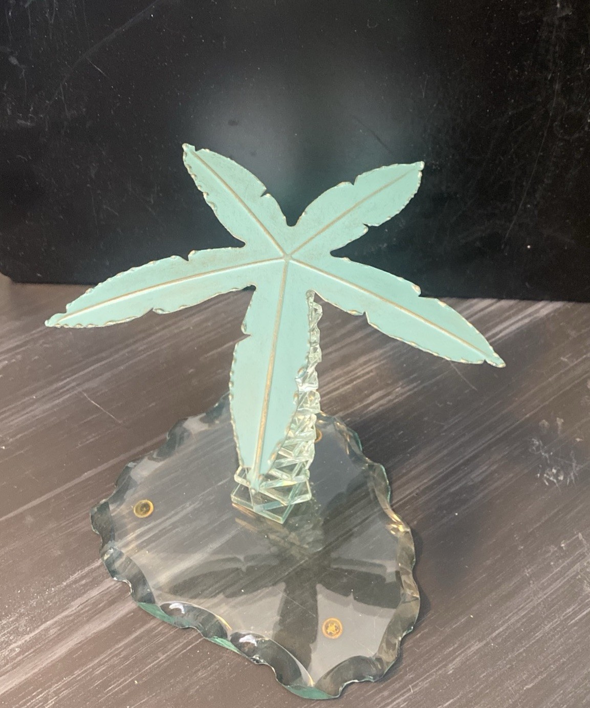 Island Palm Trees Glass/Metal Sculpture Cubism Cake Topper/Decor