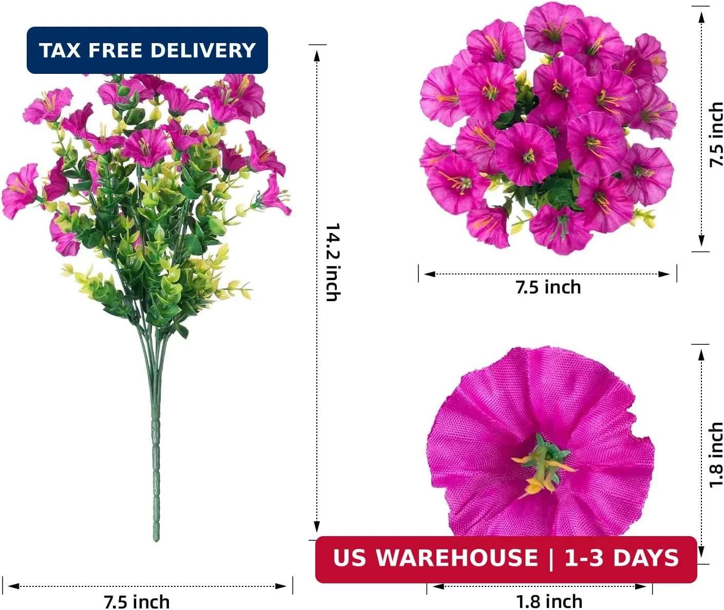 Artificial Flowers Fake Plants for Outdoors Decoration, 12 Bundles Silk Morning