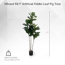 39.4-Inches Artificial Fiddle Leaf Fig Tree in Pot for Indoor Outdoor Home