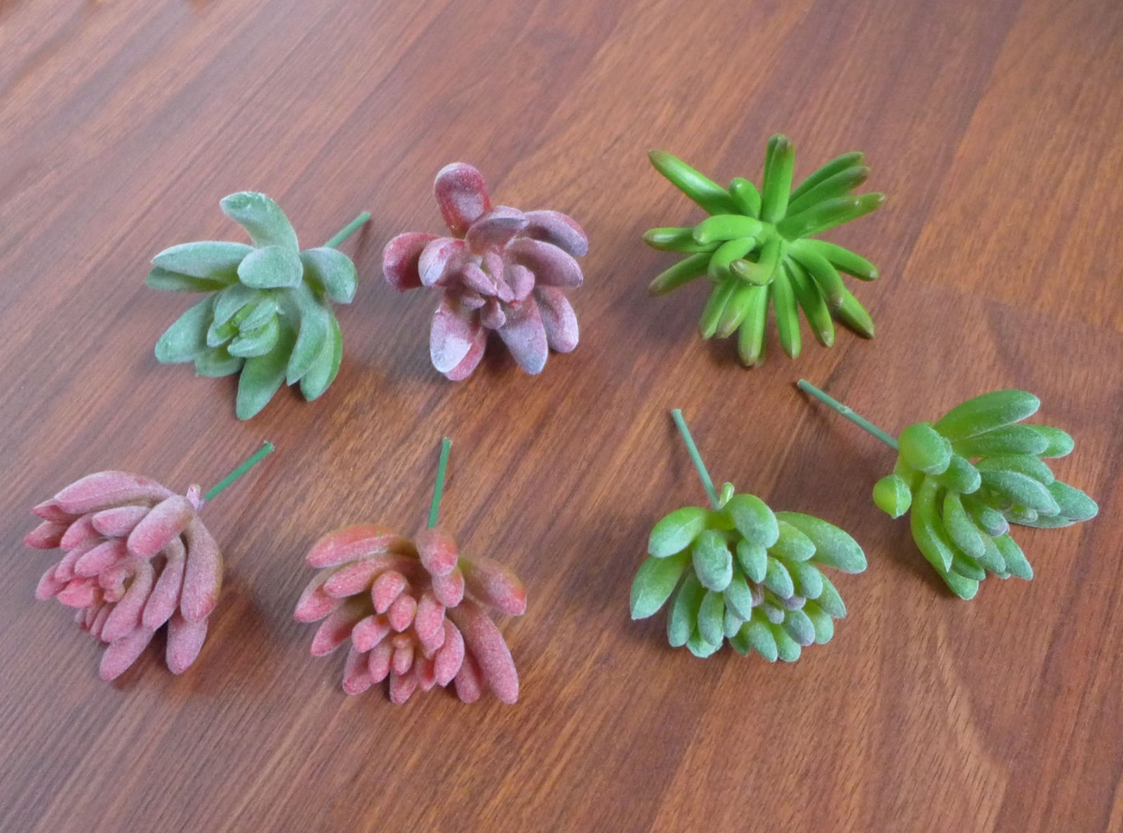 Set of 7 Artificial Flocking Mini Succulents Grass Landscape