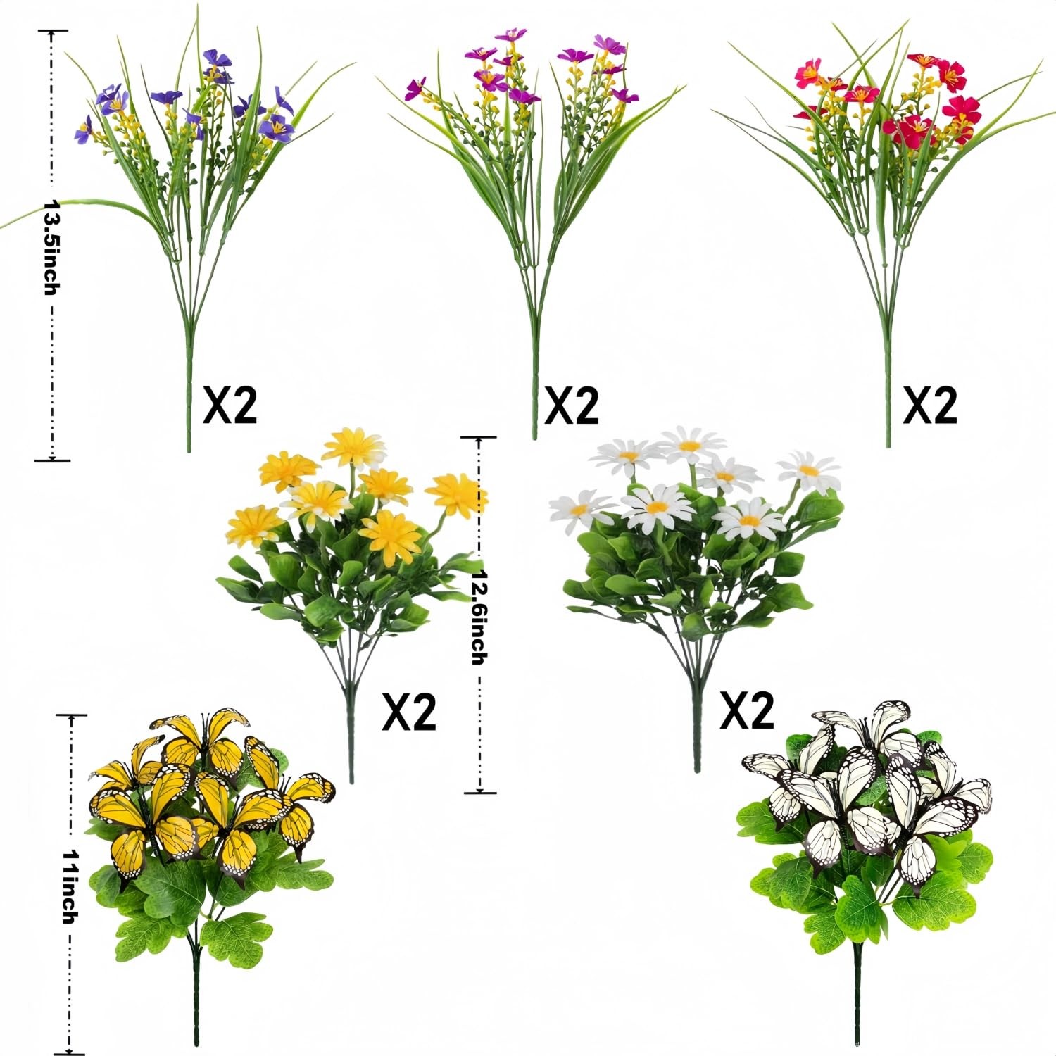 Artificial Flowers for Outdoor, 12 Bundles UV Resistant Faux Silk Daisy Flowe…