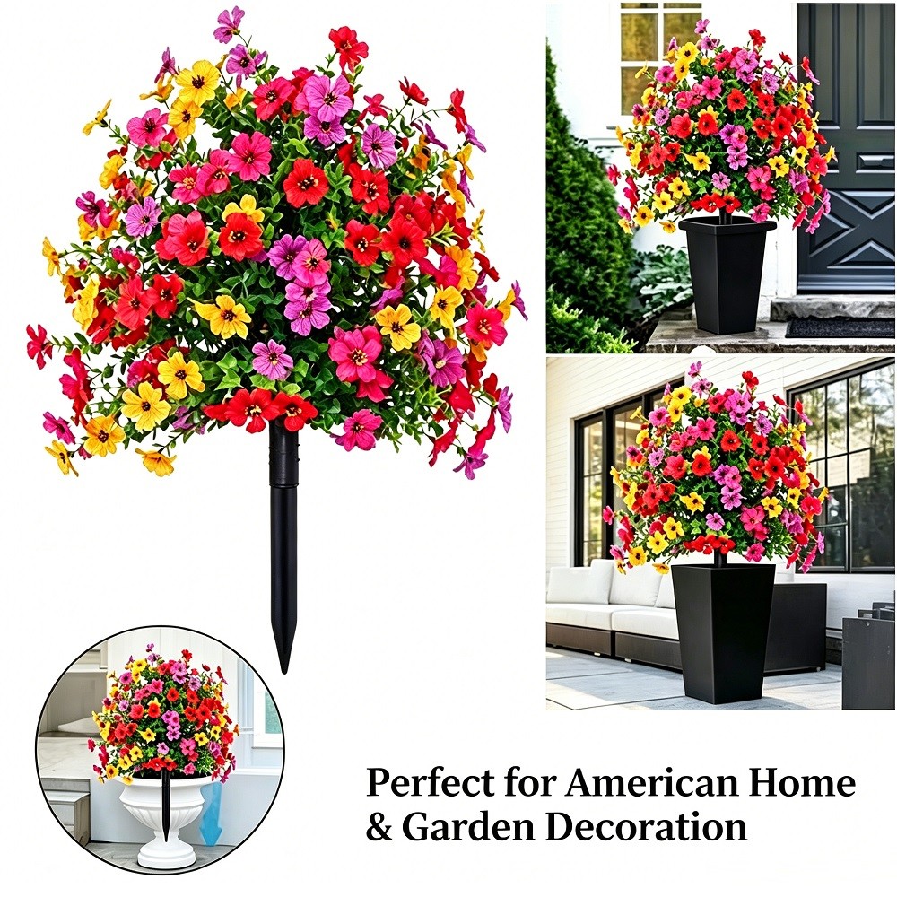 Artificial Flowers for Outdoor Indoor Garden Home Decoration,Plastic Faux Flower