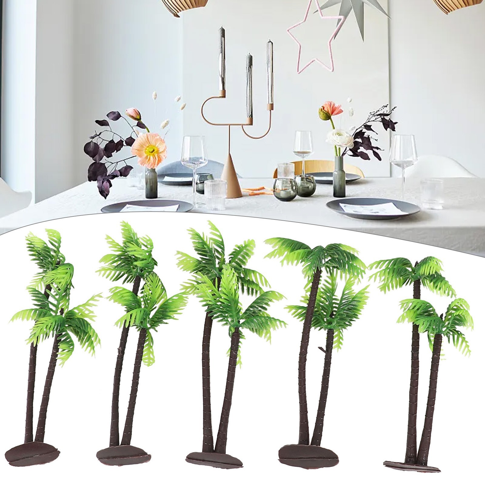 Artificial Coconut Palm Tree Plant Bonsai Realistic Miniature Home Decoration