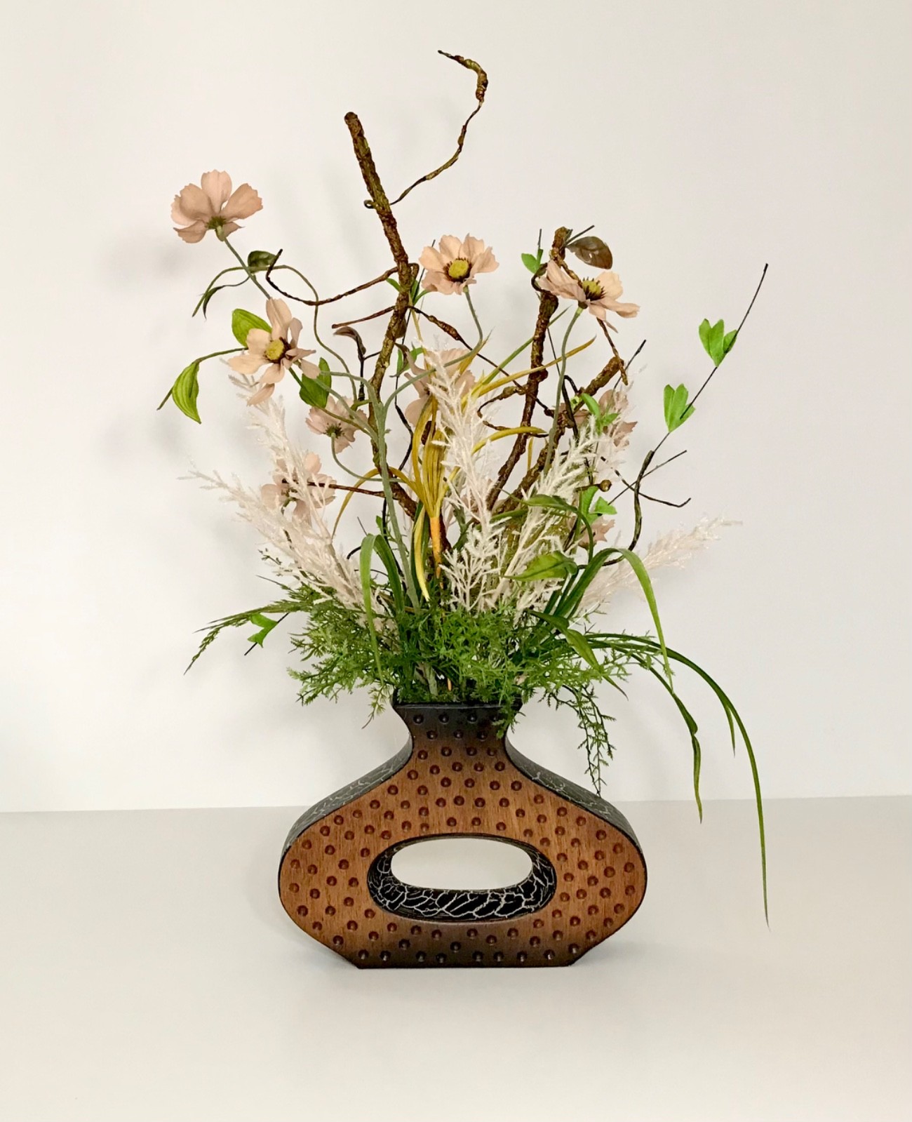 EVERYDAY WILDFLOWER FLORAL ARRANGEMENT MODERN OPEN VASE EARTH TONE CENTERPIECE