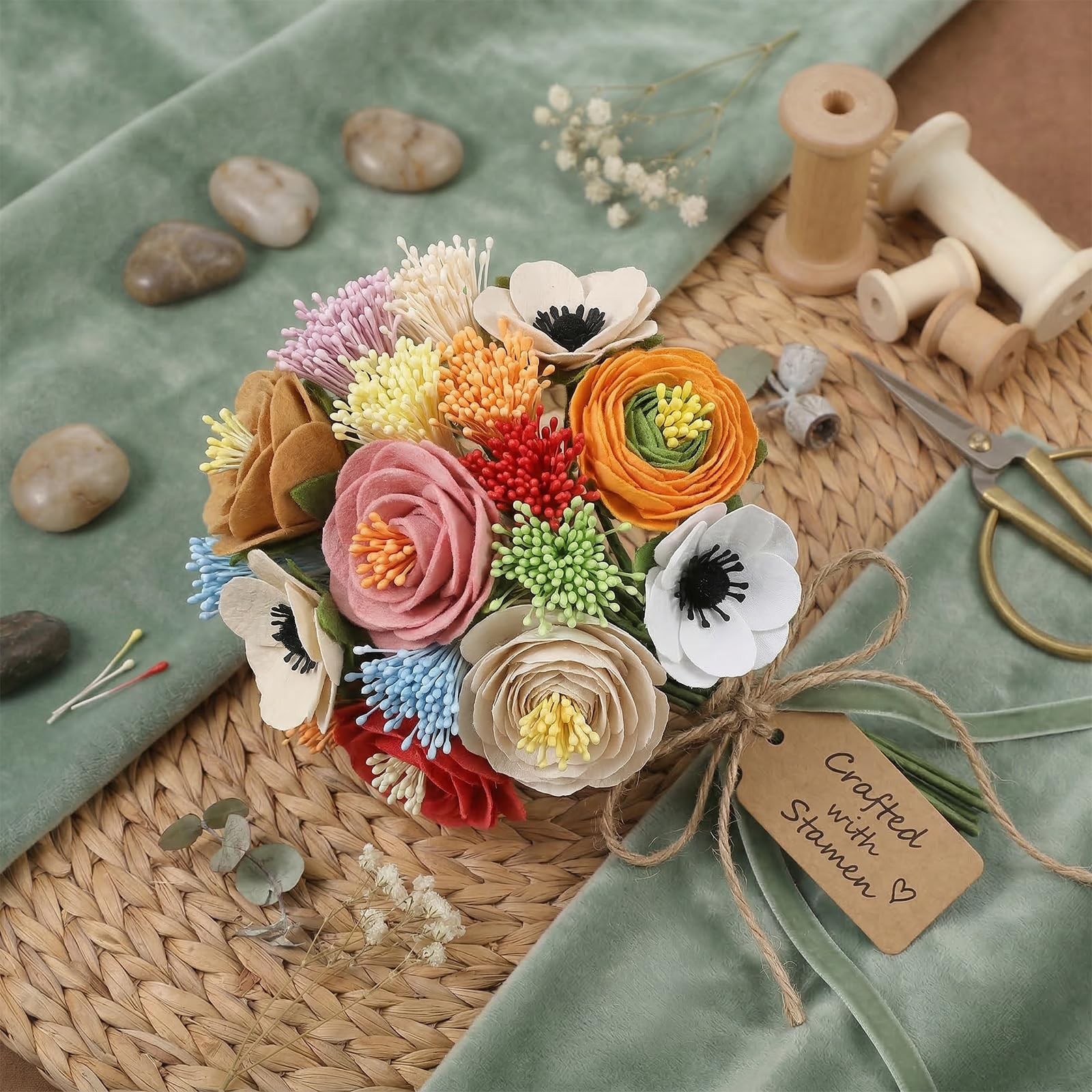 2000pcs Flower Stamens for Crafts, 1mm Double Heads Assorted 10 Color Artific…