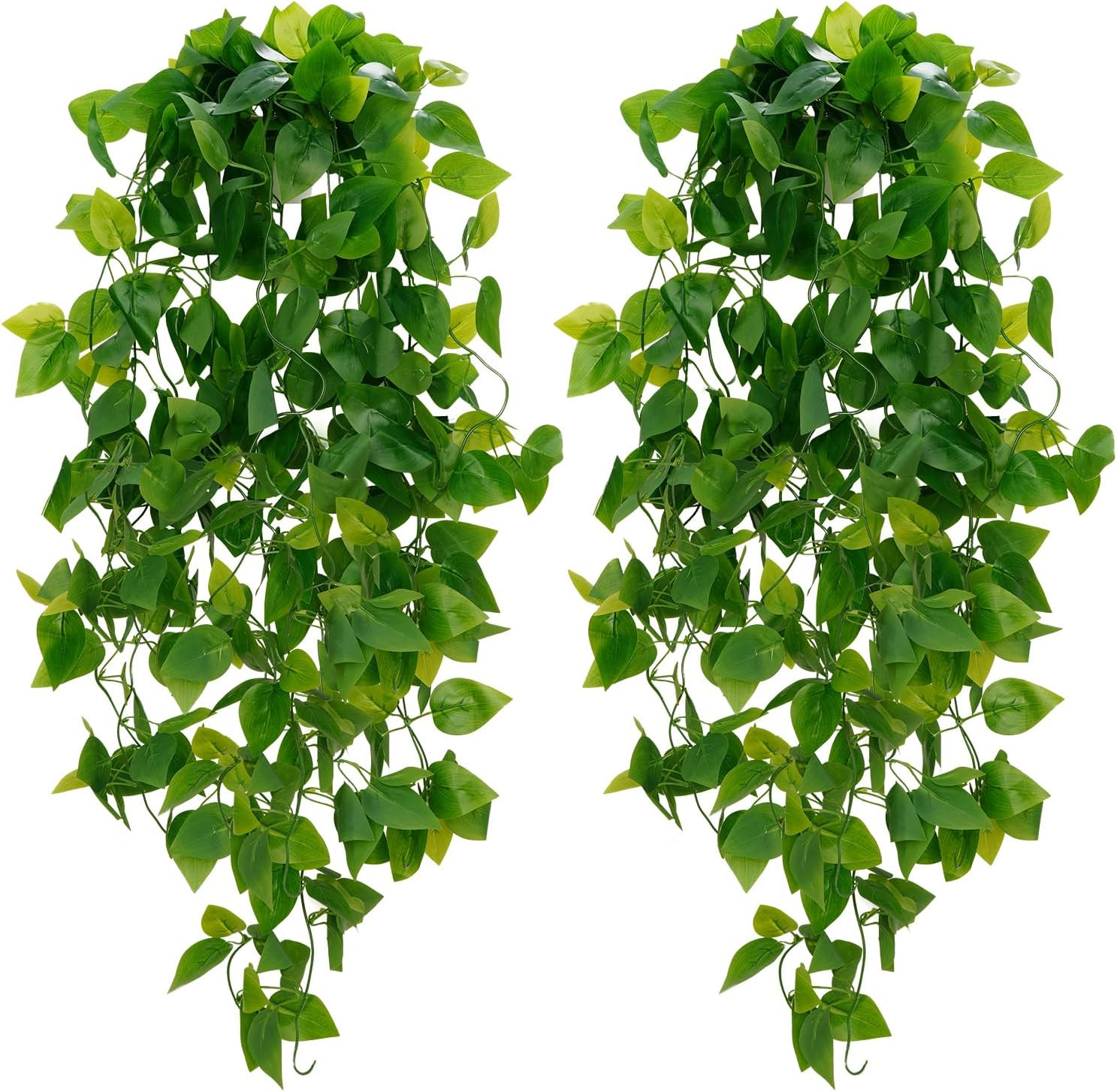 Fake Hanging Plants, 2Pcs Artificial Pothos Vines Faux Plants Greenery for Wall