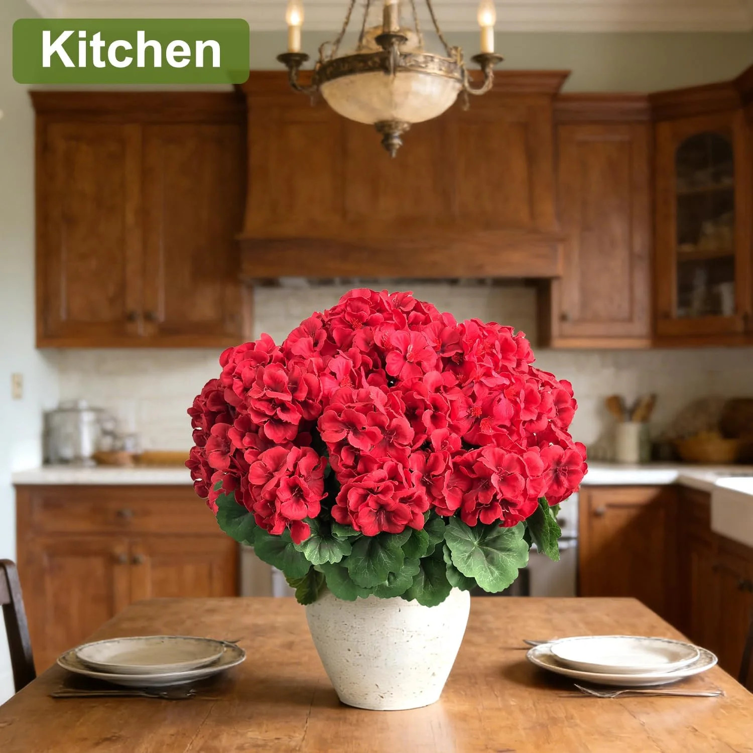 4 Bundles Artificial Geranium Flowers for Outdoors Silk Geranium Flowers Outdoor