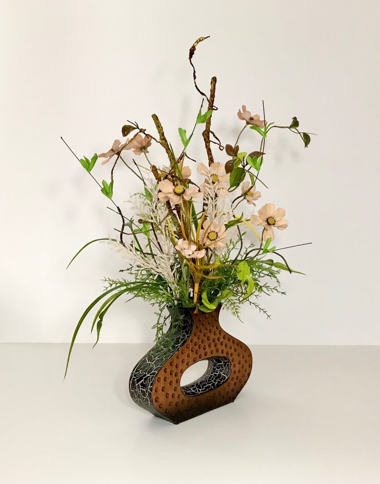 EVERYDAY WILDFLOWER FLORAL ARRANGEMENT MODERN OPEN VASE EARTH TONE CENTERPIECE