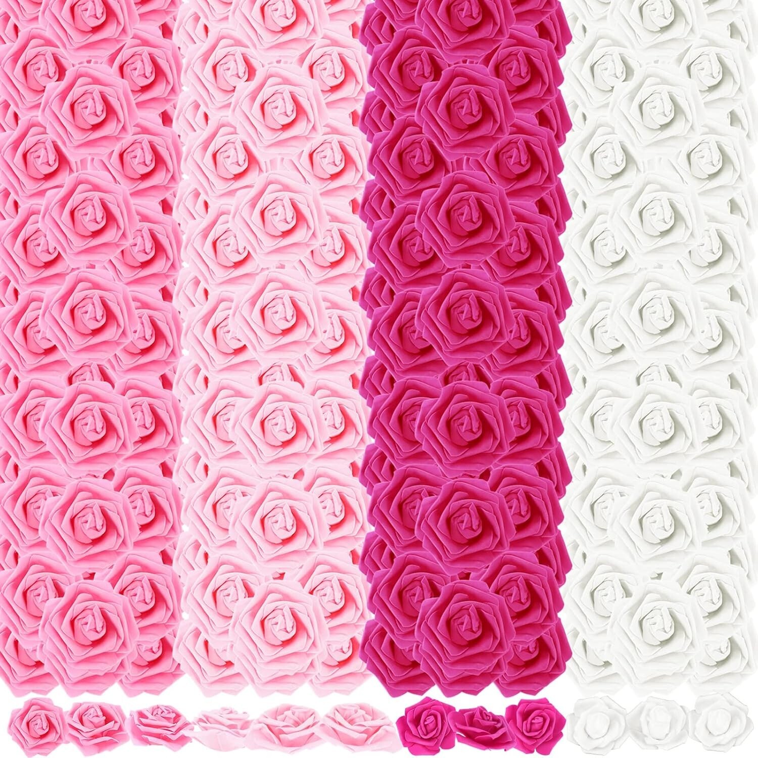 Realistic 3-Inch Foam Fake Roses – 600 Pcs for Weddings, Parties & Home Décor
