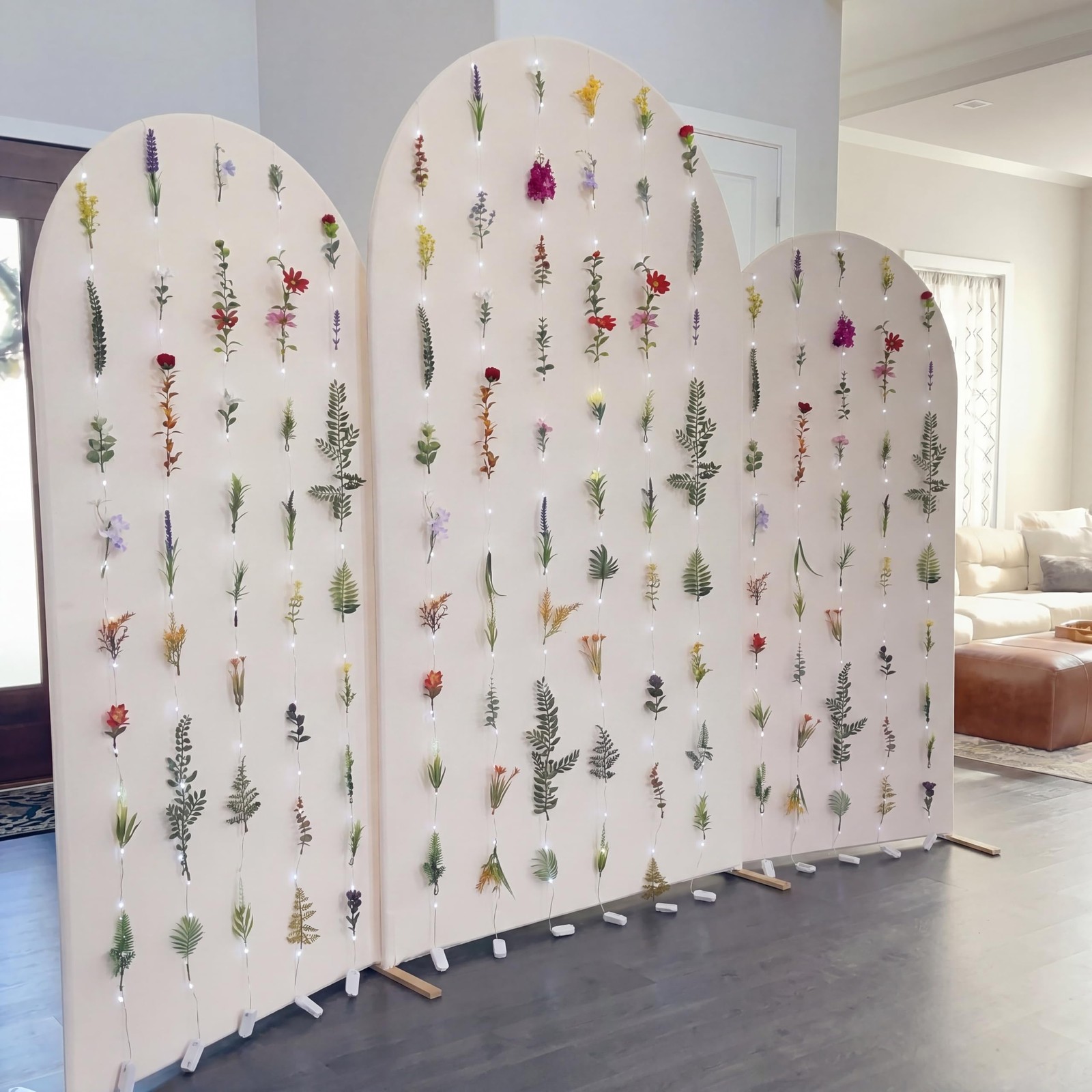 6 Pack 35.4ft Fake Flower Garland Backdrop with Lights Hanging Wildflower Flo…