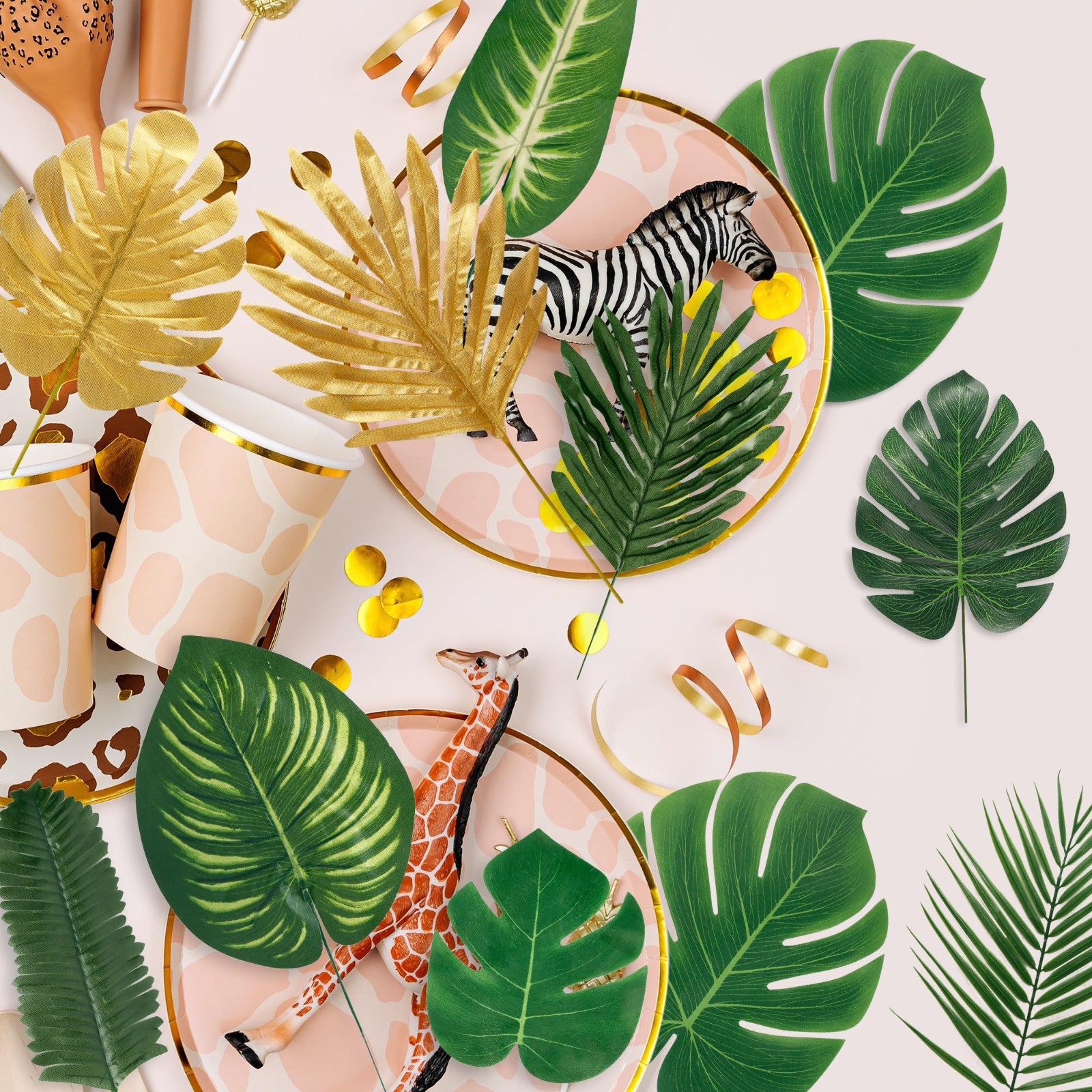 110 Pcs Tropical Palm Leaves – Monstera & Jungle Decor for Luau, Wedding, Party