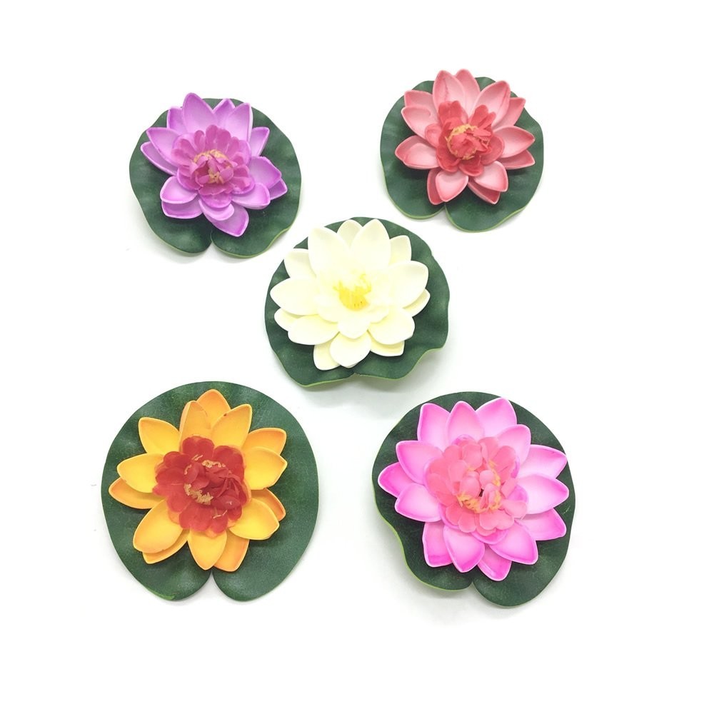 5Pcs Floating Artificial Lotus Flowers Decor Floating Pond Decor Water Lily Set