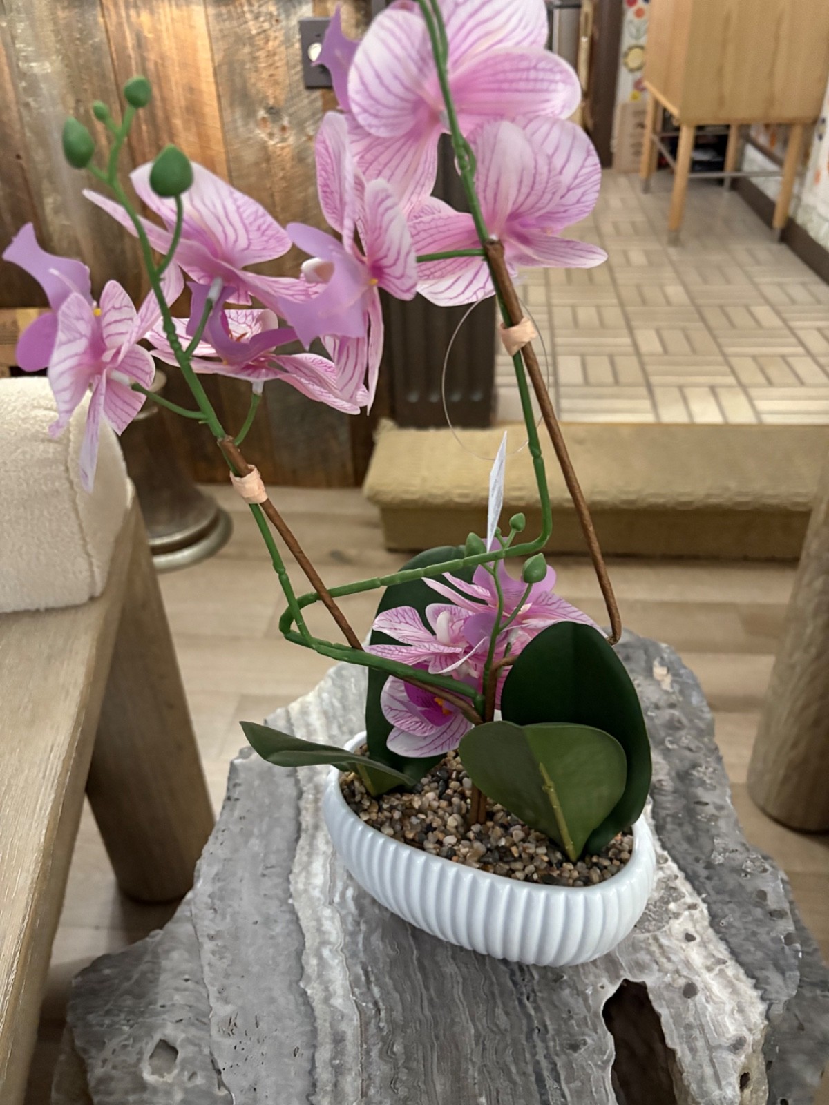 NWT 17 inch Faux Purple Decorative Orchid with Planter