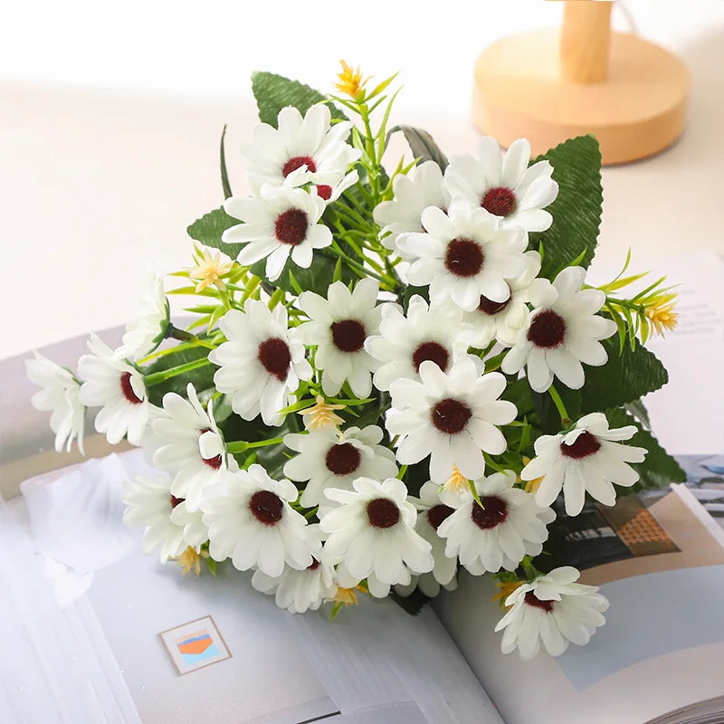 5 Fork 15Head Artificial Daisy Gerbera Flower Chamomile Flower Wedding Home Deco