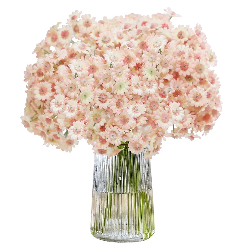 Artificial Daisy Flowers 10 Bundles,Fake Wildflowers with Stems for Wedding C…