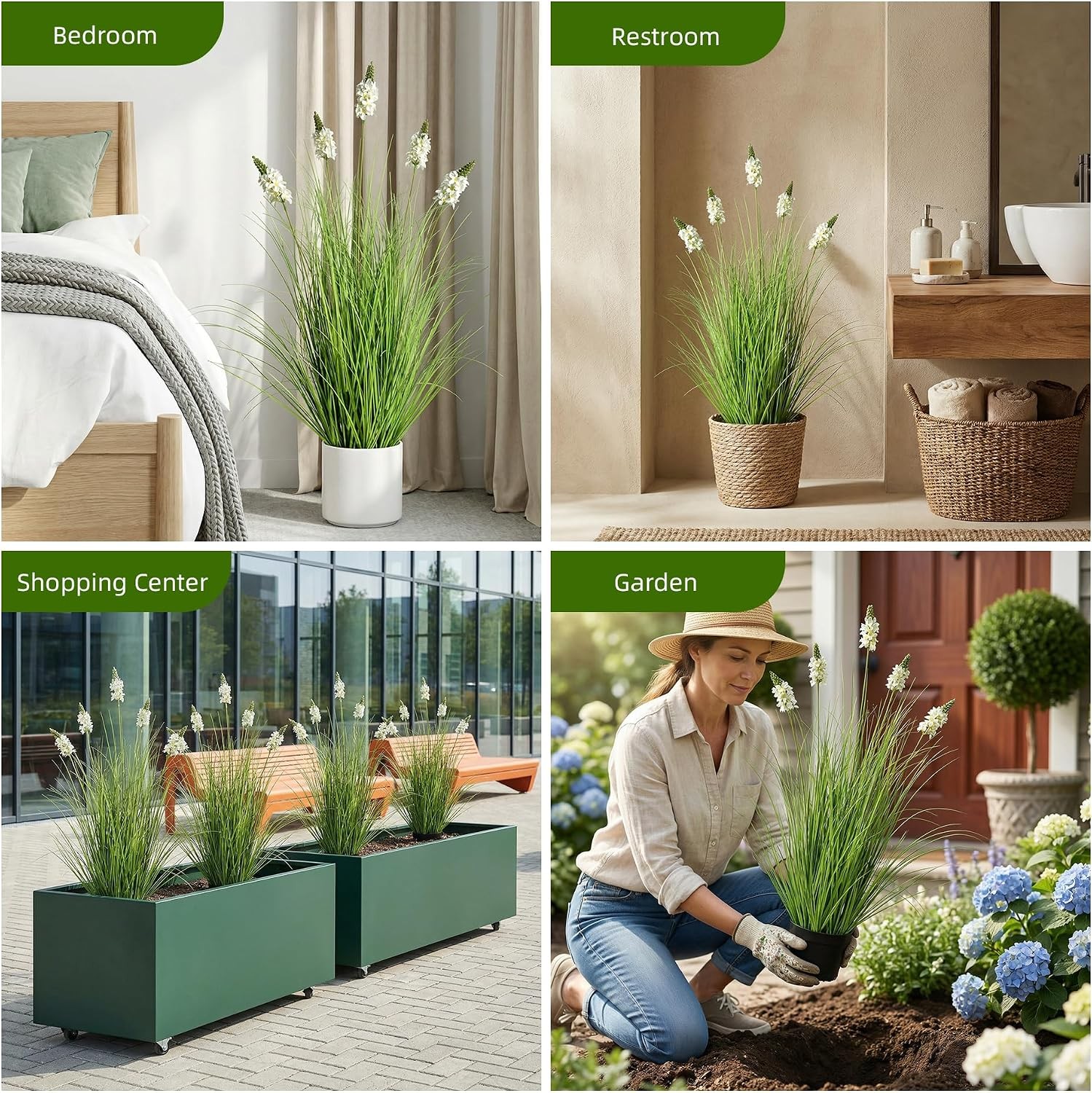 Artificial Plants Indoor Tall Grass Plants with Hyacinth Flower 35.4In Tall