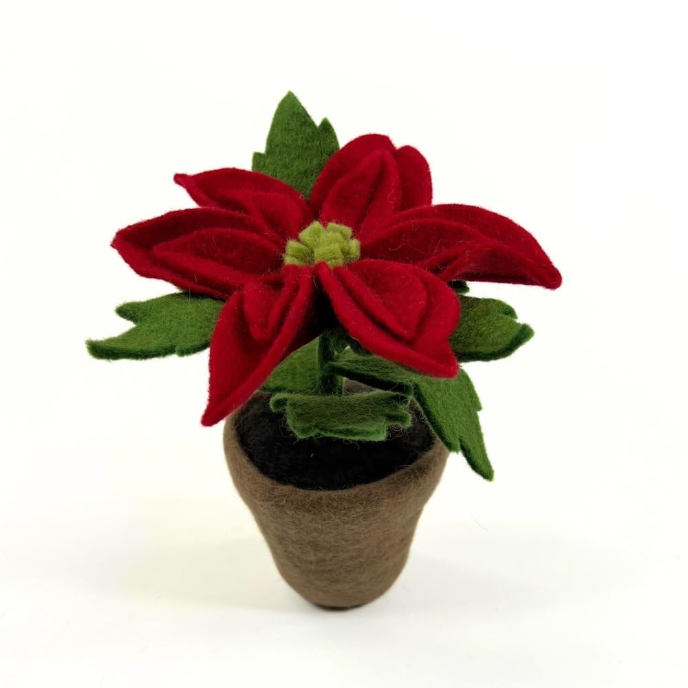 Handmade Felt Flowers for Decoration Felt Flowers (Poinsettia, Red, Large)