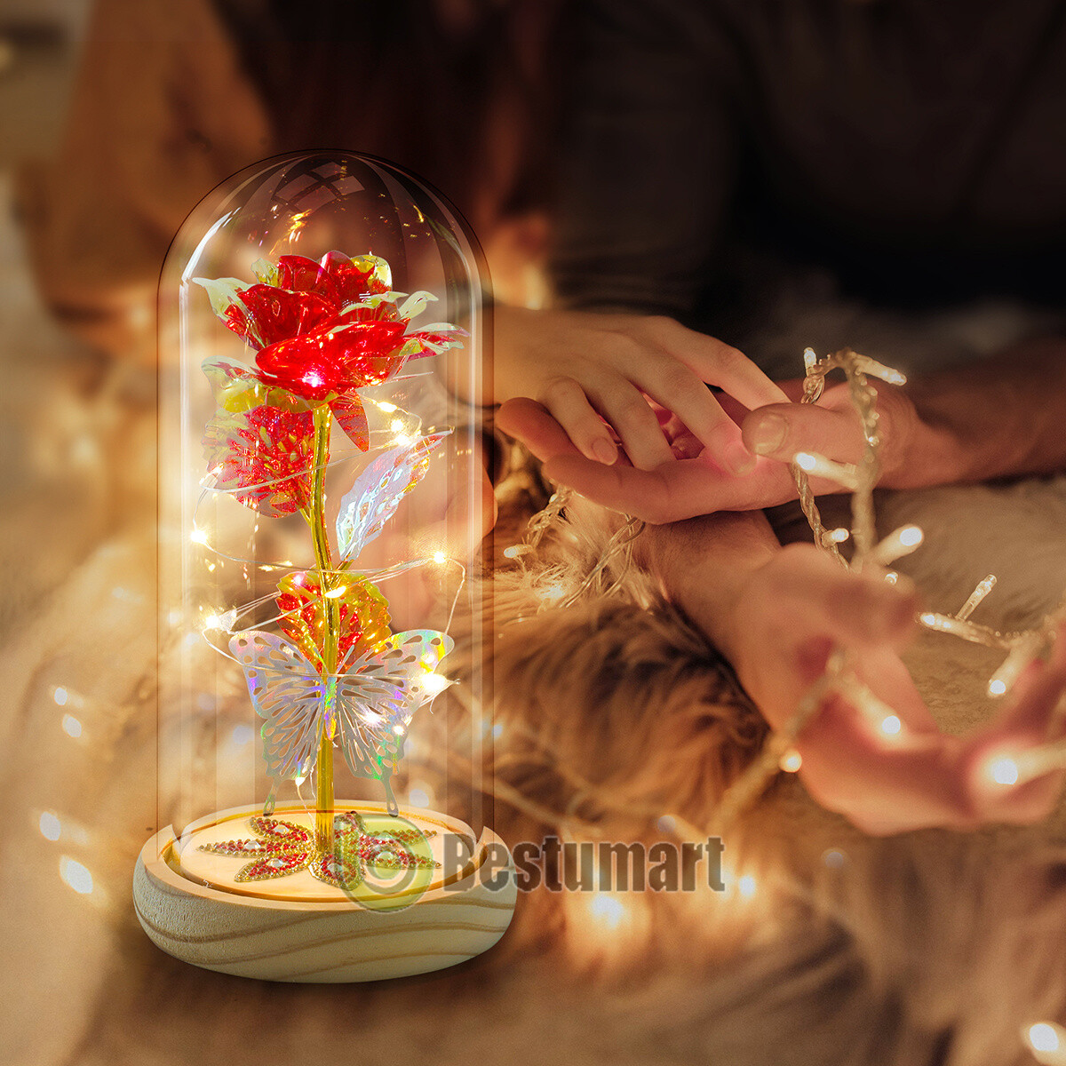 Rose Flowers Christmas Gift for Women,Glass Dome Rose Gifts for Mom Wife Grandma