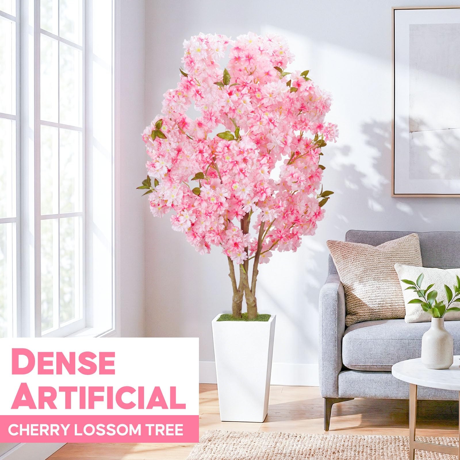 No-Splice Trunk Artificial Cherry Blossom Tree 5FT, Realistic Fake Tree Indoo…
