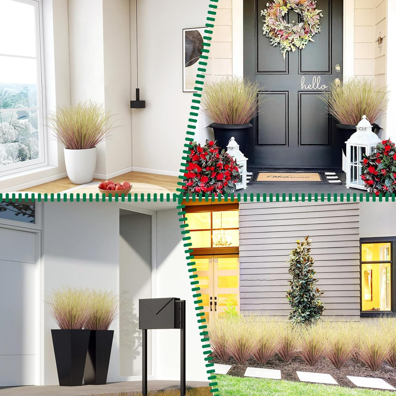 120 Bundles UV Resistant Faux Grass Plants for Indoor & Outdoor Decor