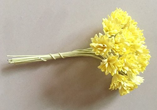 100 PCS Assorted Tiny Daisy Mulberry Paper Flower White Rope Wire 1.0cm