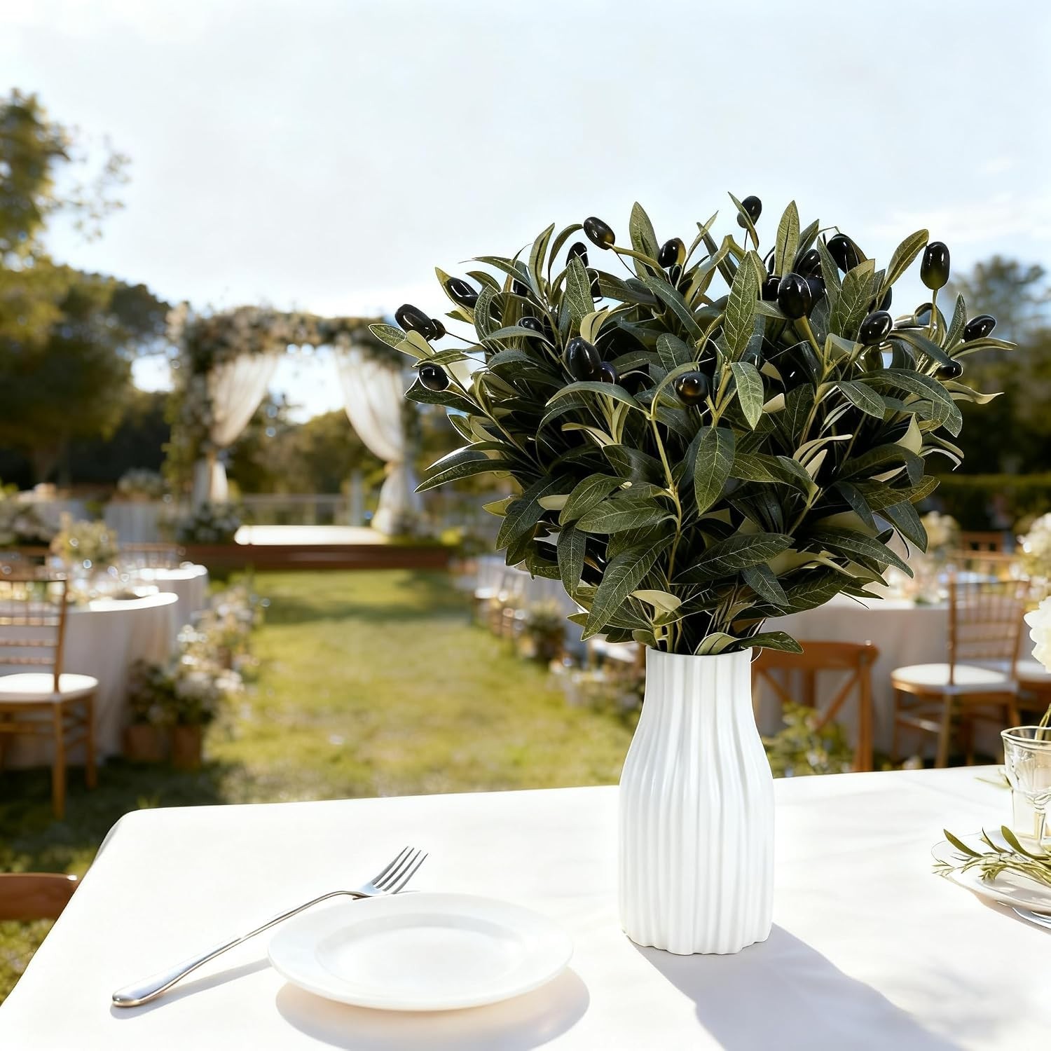 10 PCS 18 Inch Faux Olive Branches for Vases – Realistic Faux Olive Tree Stem…