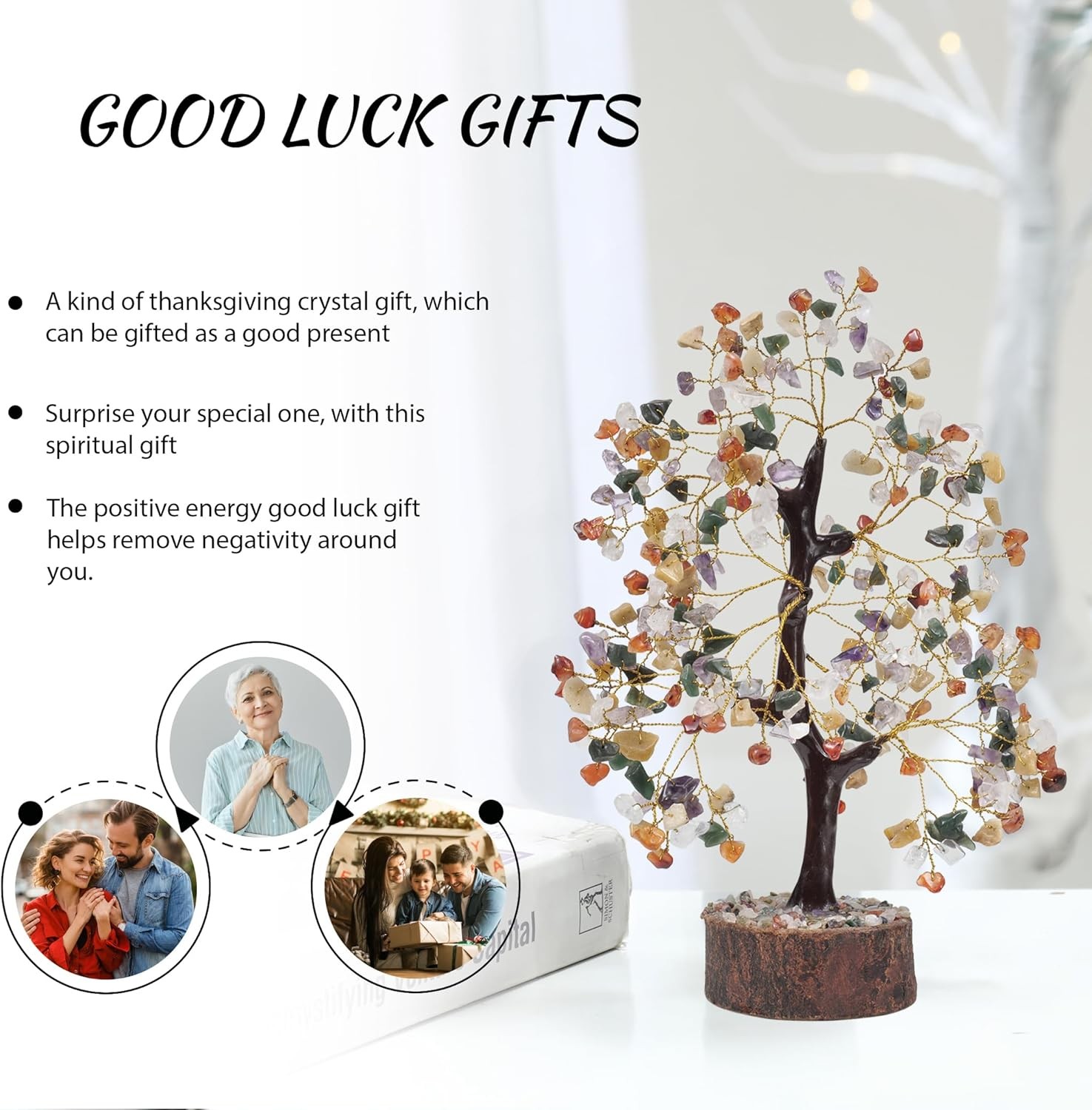 Chakra Money Tree, Crystals, Spiritual Decor, Gemstone A-chakra Mix Tree G