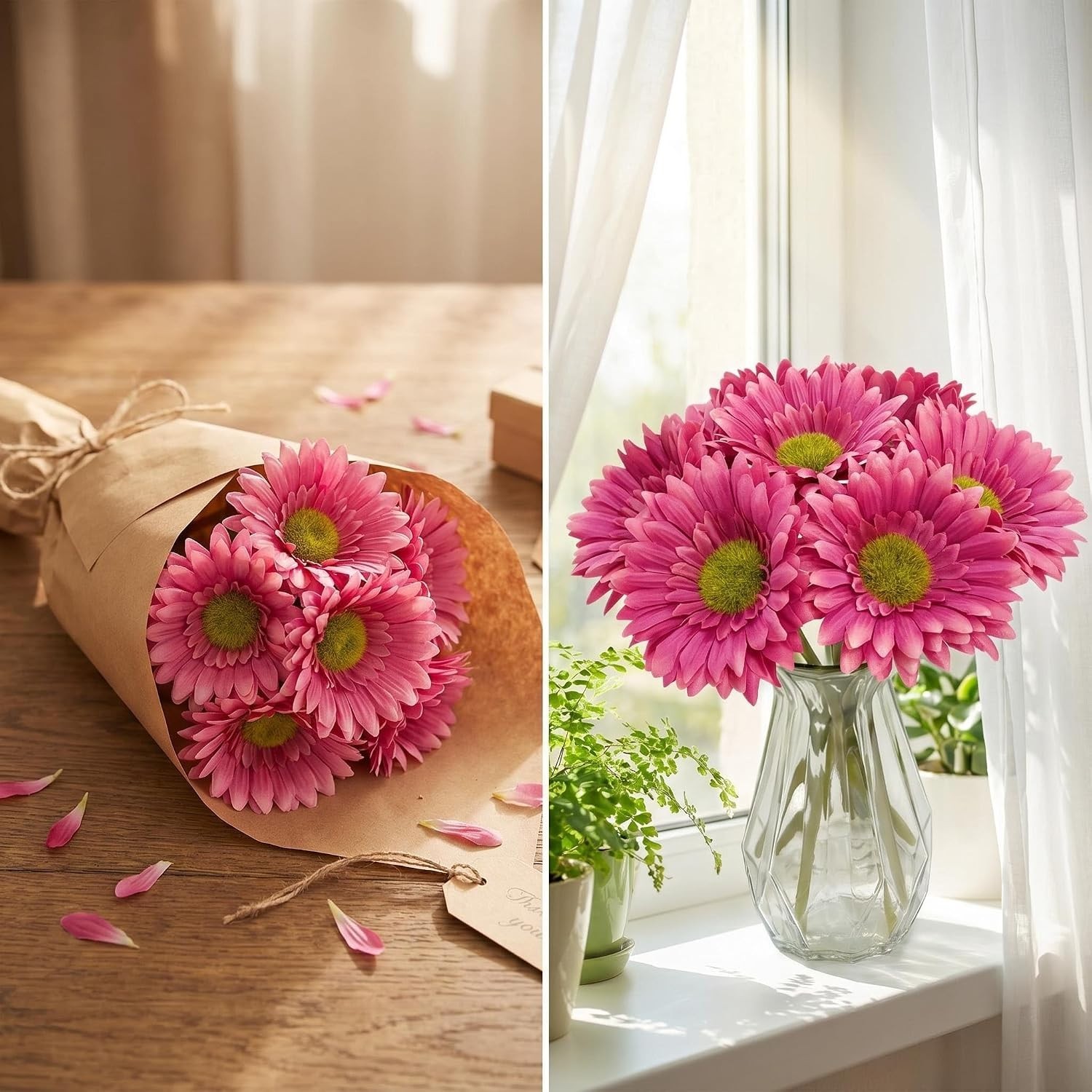 Charming 10PCS Artificial Gerbera Daisy Flowers in Hot Pink for All Occasions
