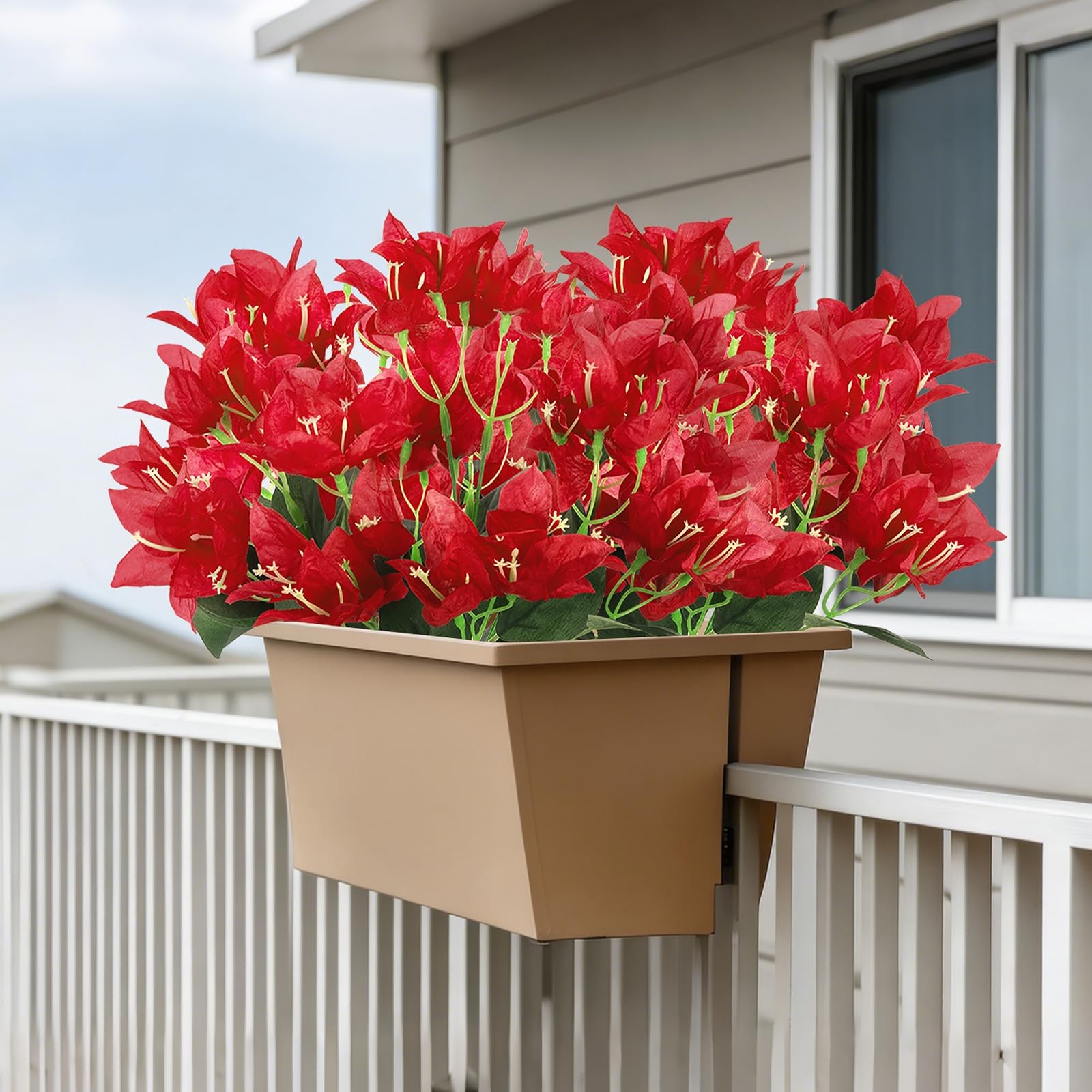 12 PCS Artificial Flowers for Outdoors – Faux Silk Bougainvillea UV Resistant