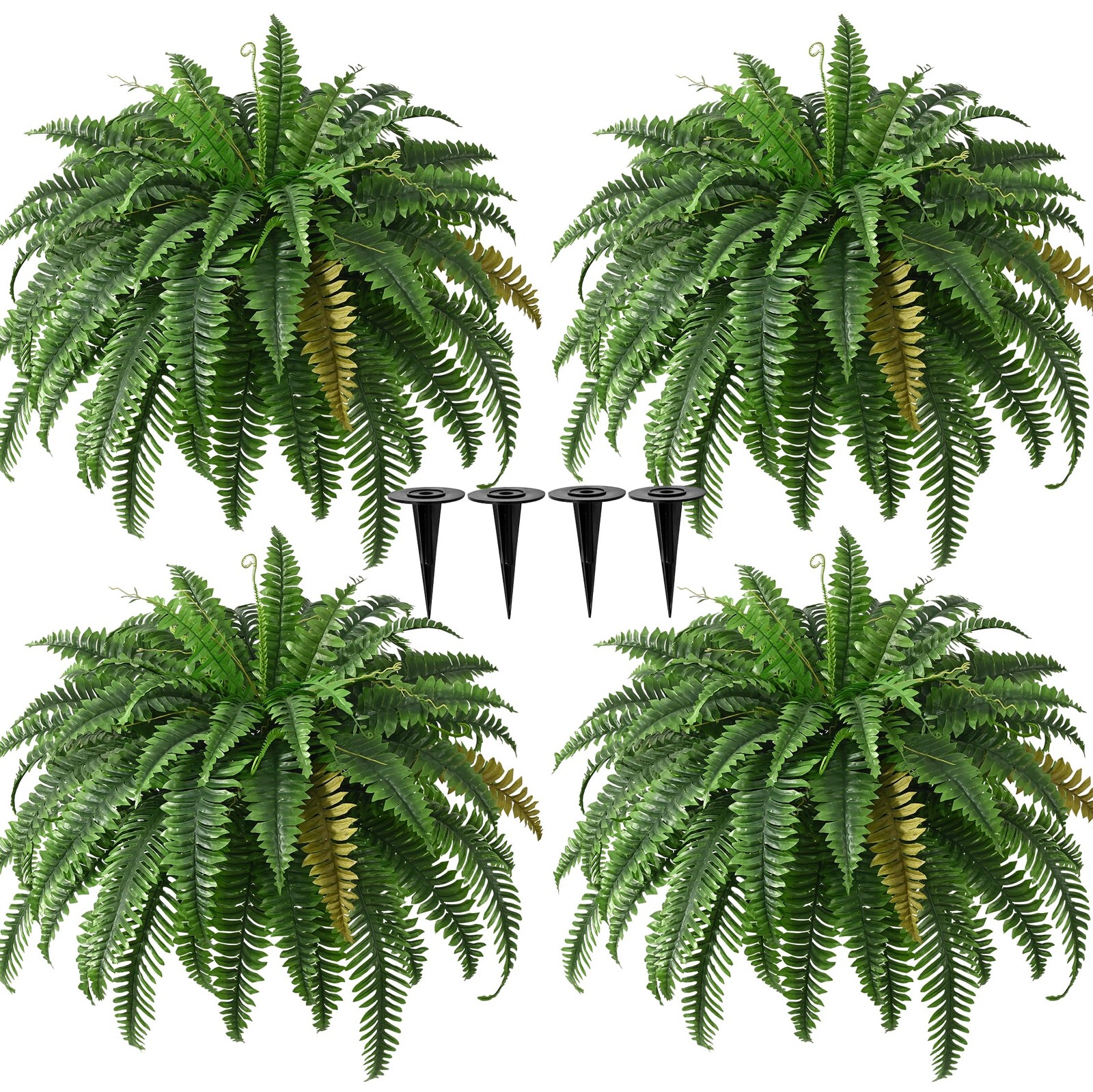 4PCS 45in Fake Ferns- Outdoor Faux Plants, Large UV Resistant Artificial Fern…