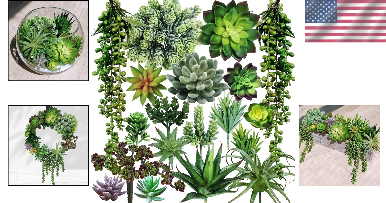 Artificial Succulents Bulk 19 Pcs Fake Succulent Plants for Decor Wreaths
