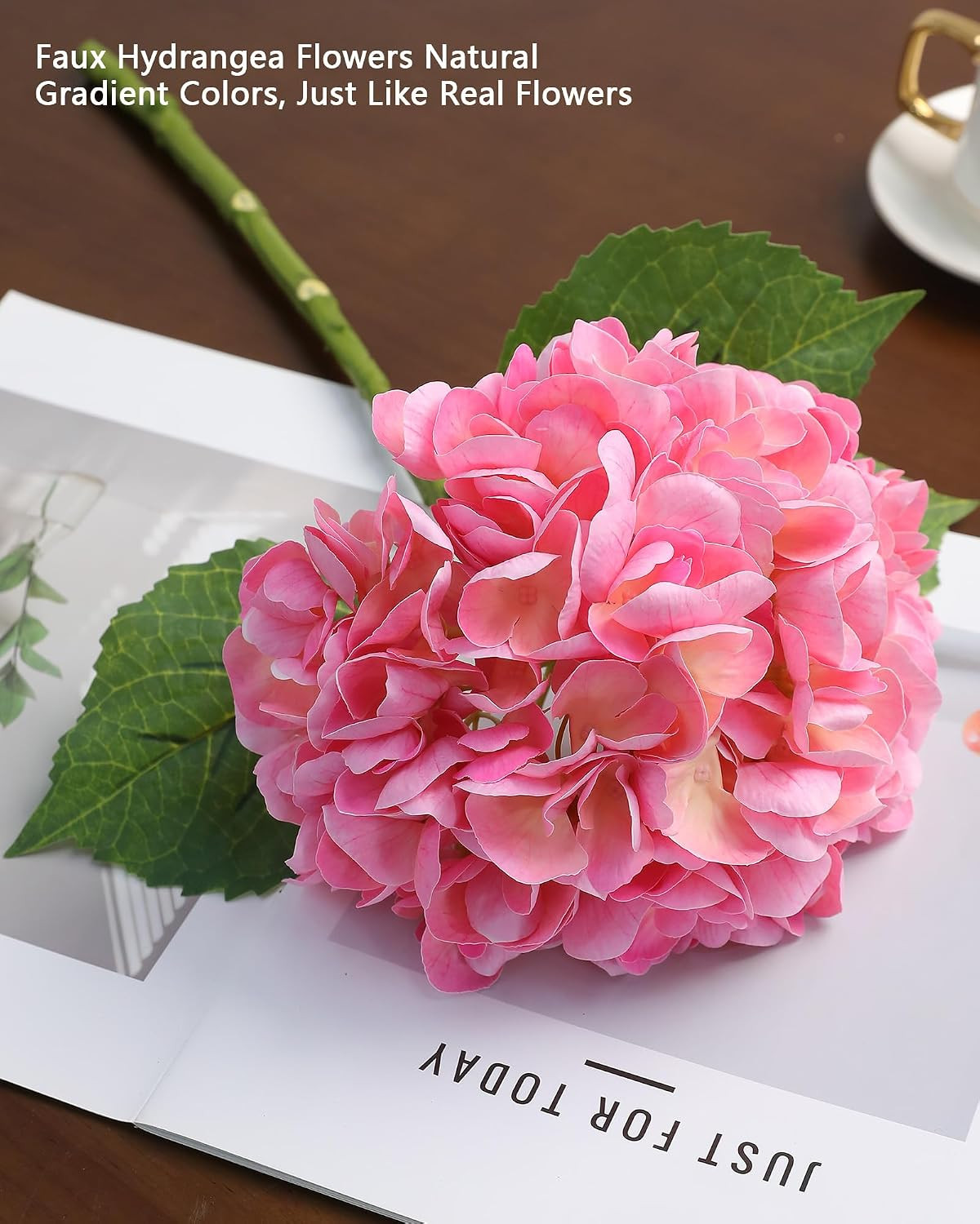 Lifelike 5Pcs Pink Hydrangea Faux Flowers for Home Decor & Weddings