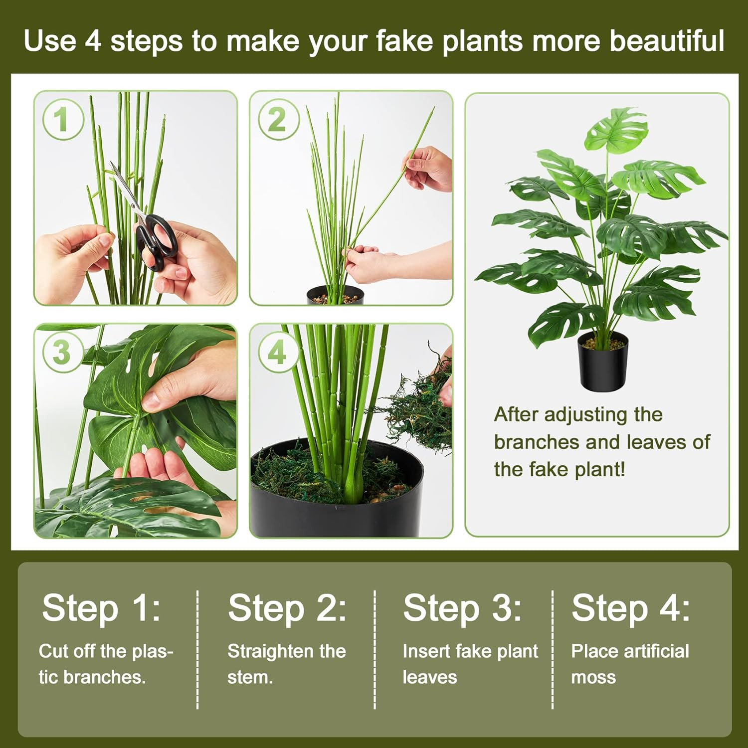 Guheake 28″ Fake Plants Large, Artificial Floor Faux Monstera Plant with Planter