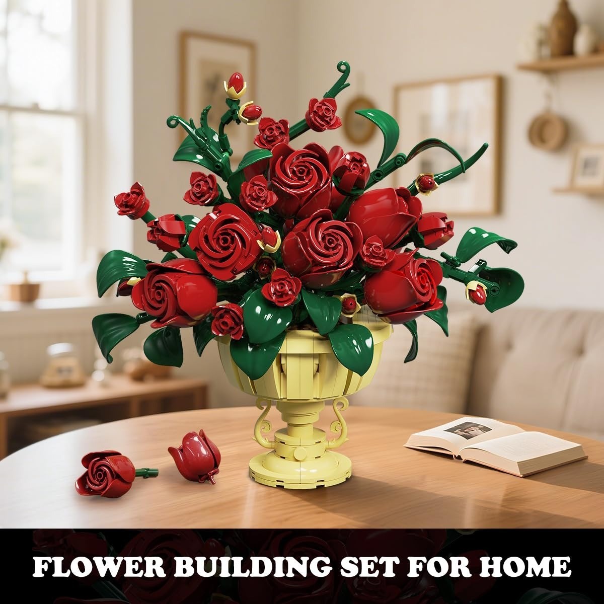 PLAXSOON Rose Flower Building Set for Adults | Bonsai Plant Kit